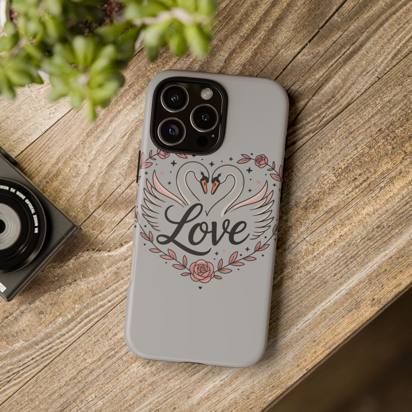 Phone Case — Swans Heart Love Floral Protective Tough Case