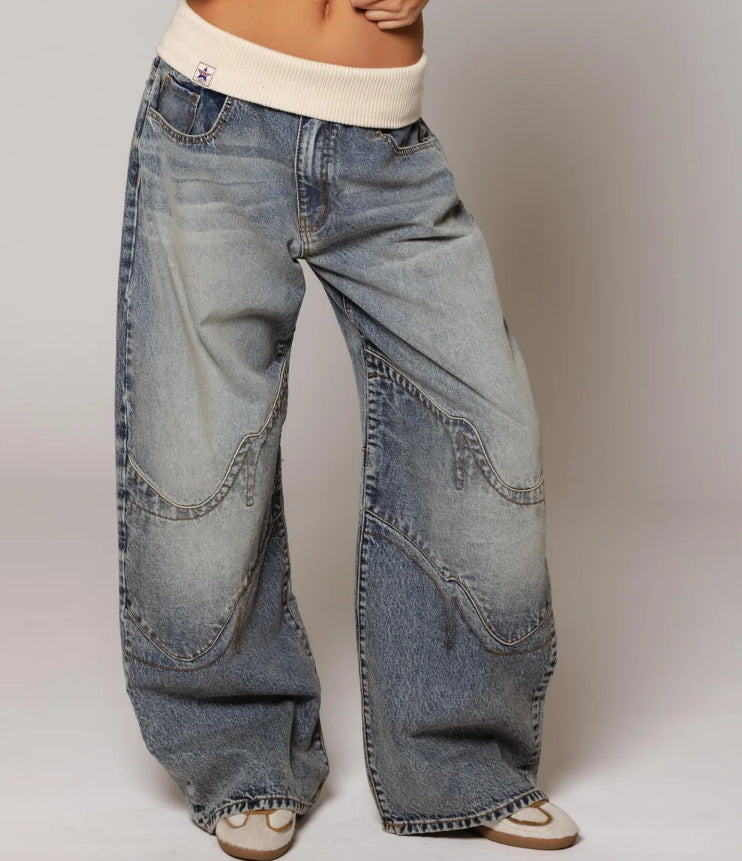 Loose-fitting Straight-leg Jeans With Pockets - Street-style Pants