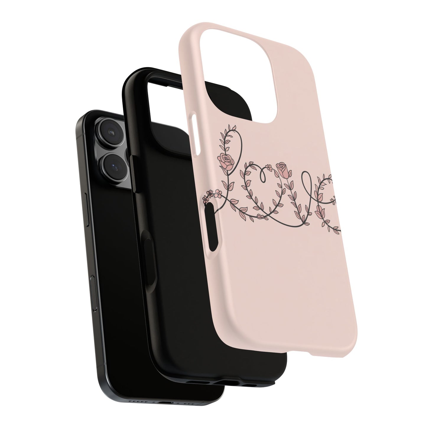Floral 'Love' Tough Phone Case — Pink Botanical Protective Cover