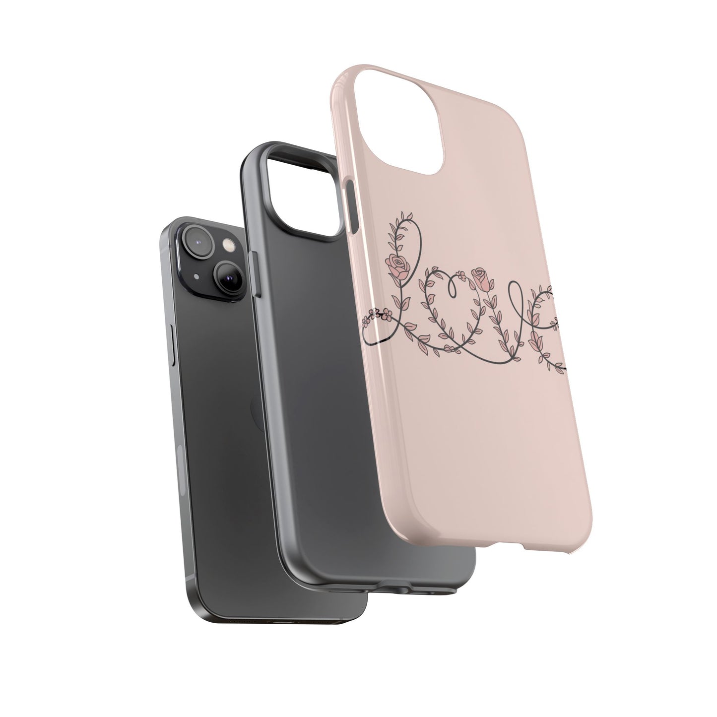 Floral 'Love' Tough Phone Case — Pink Botanical Protective Cover