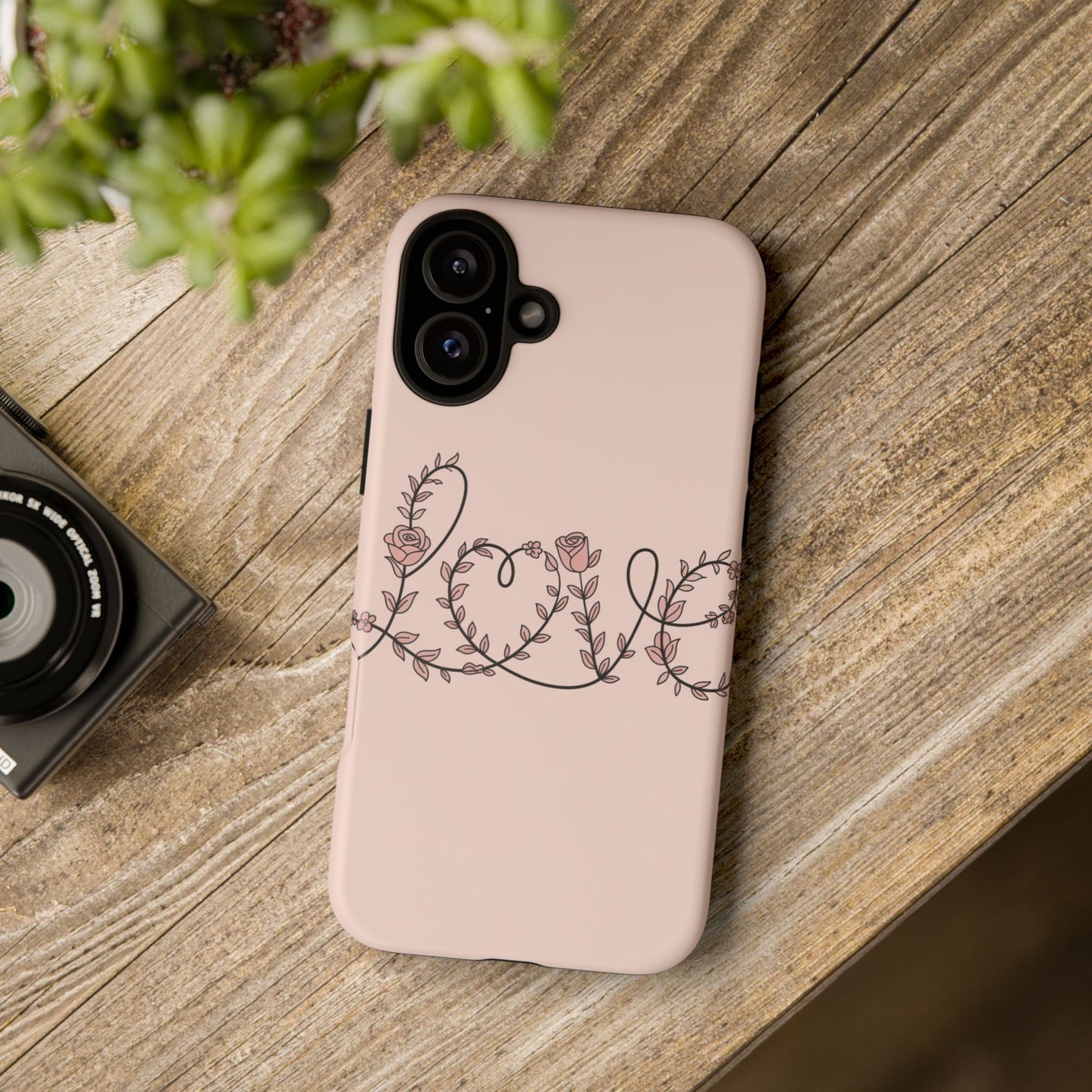Floral 'Love' Tough Phone Case — Pink Botanical Protective Cover