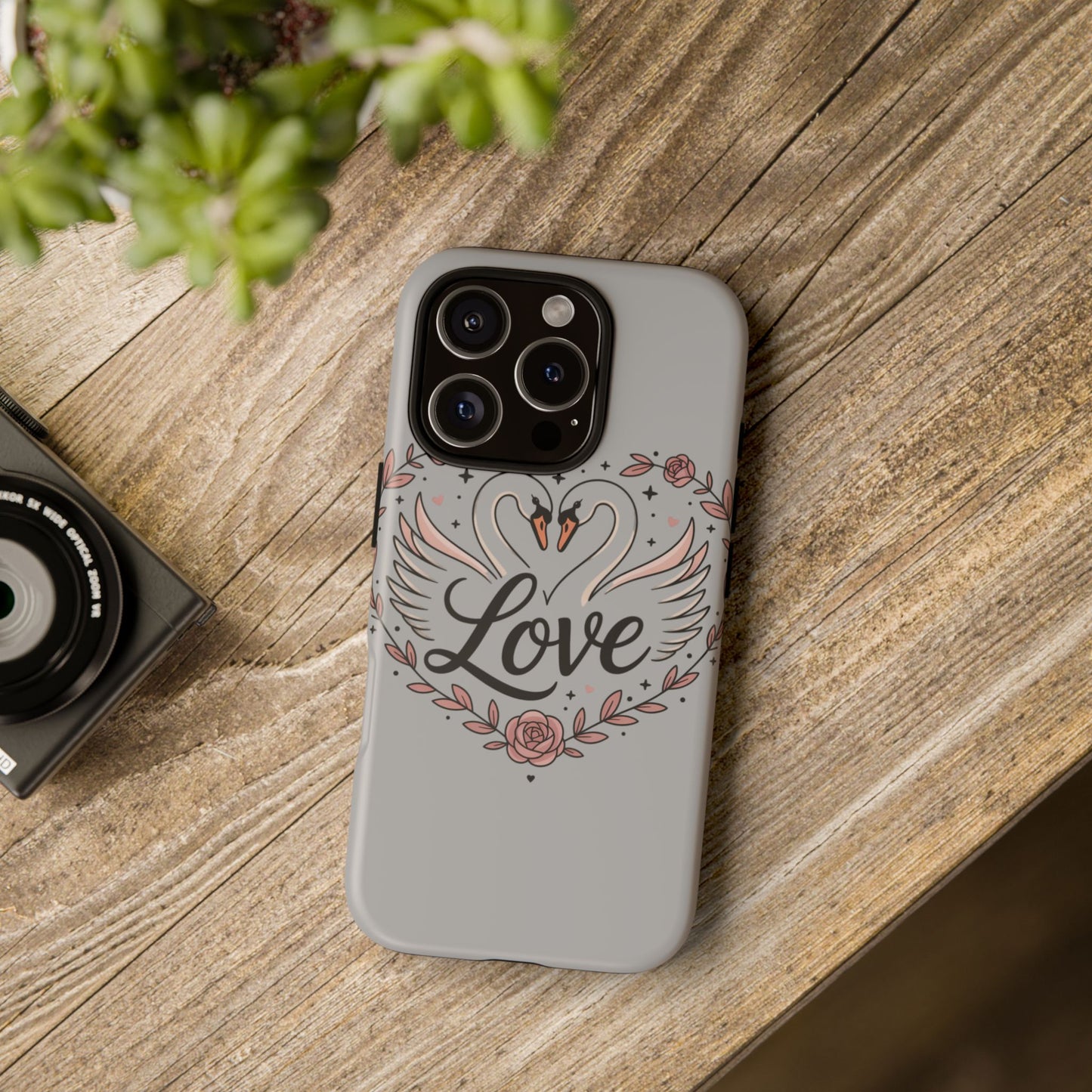 Phone Case — Swans Heart Love Floral Protective Tough Case