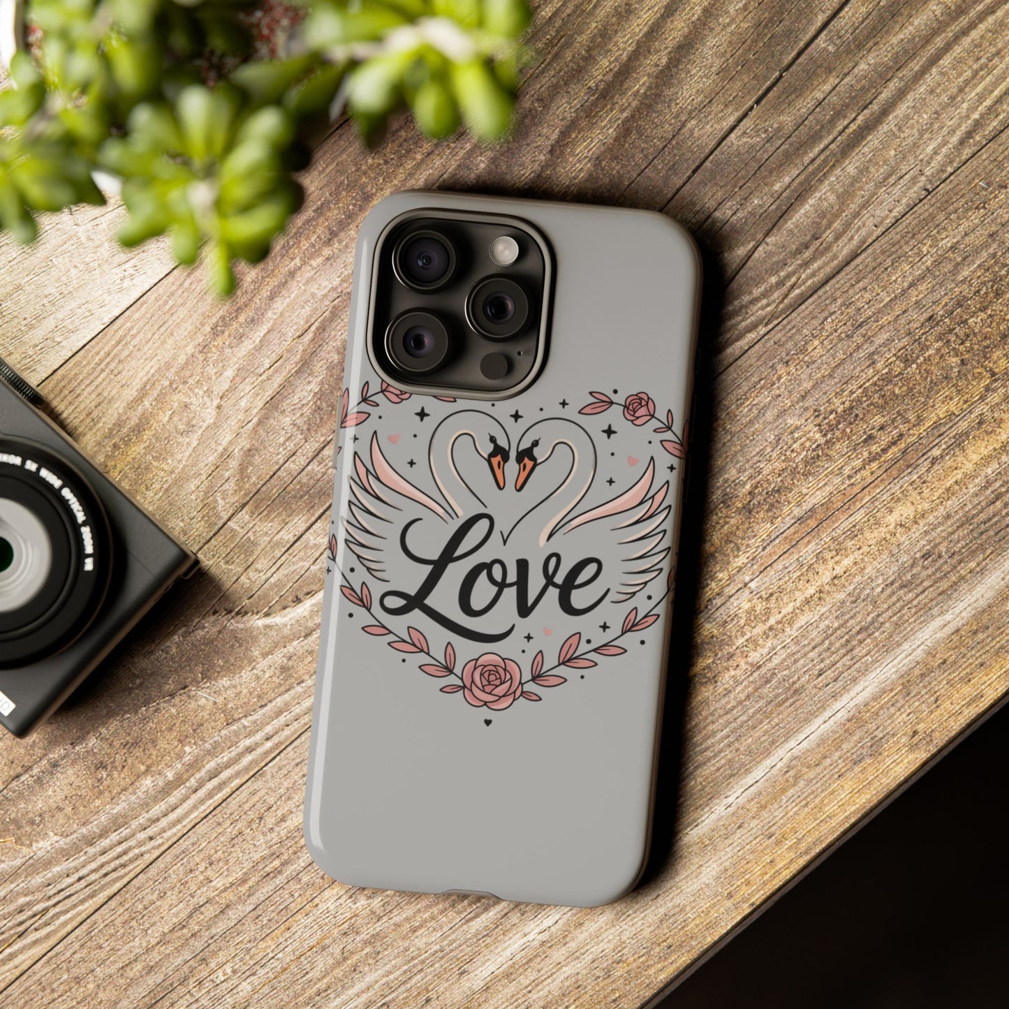 Phone Case — Swans Heart Love Floral Protective Tough Case