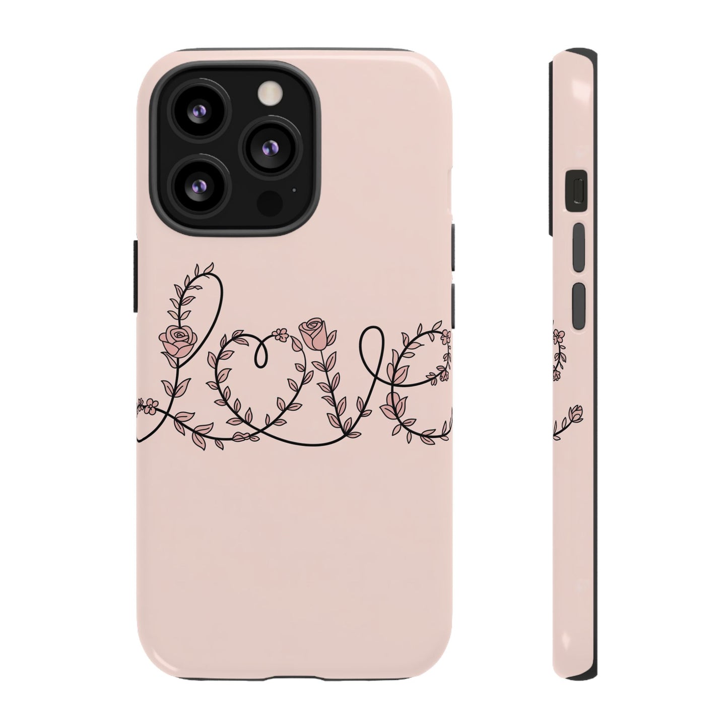 Floral 'Love' Tough Phone Case — Pink Botanical Protective Cover