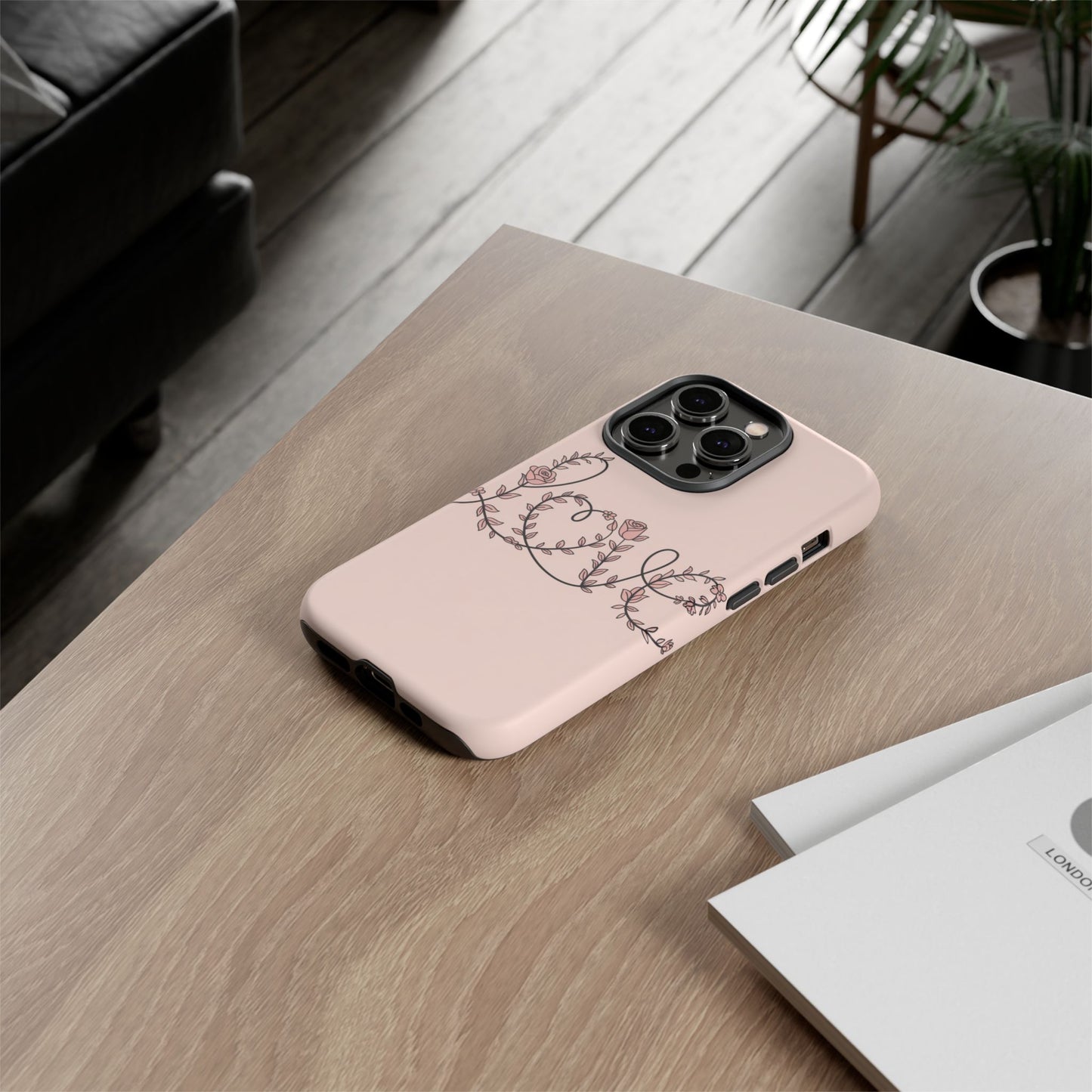 Floral 'Love' Tough Phone Case — Pink Botanical Protective Cover