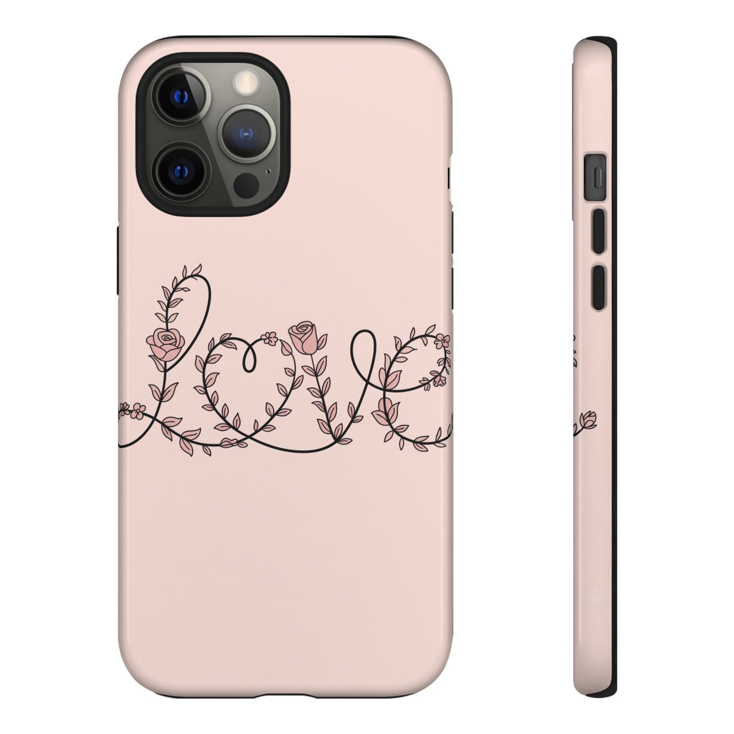Floral 'Love' Tough Phone Case — Pink Botanical Protective Cover