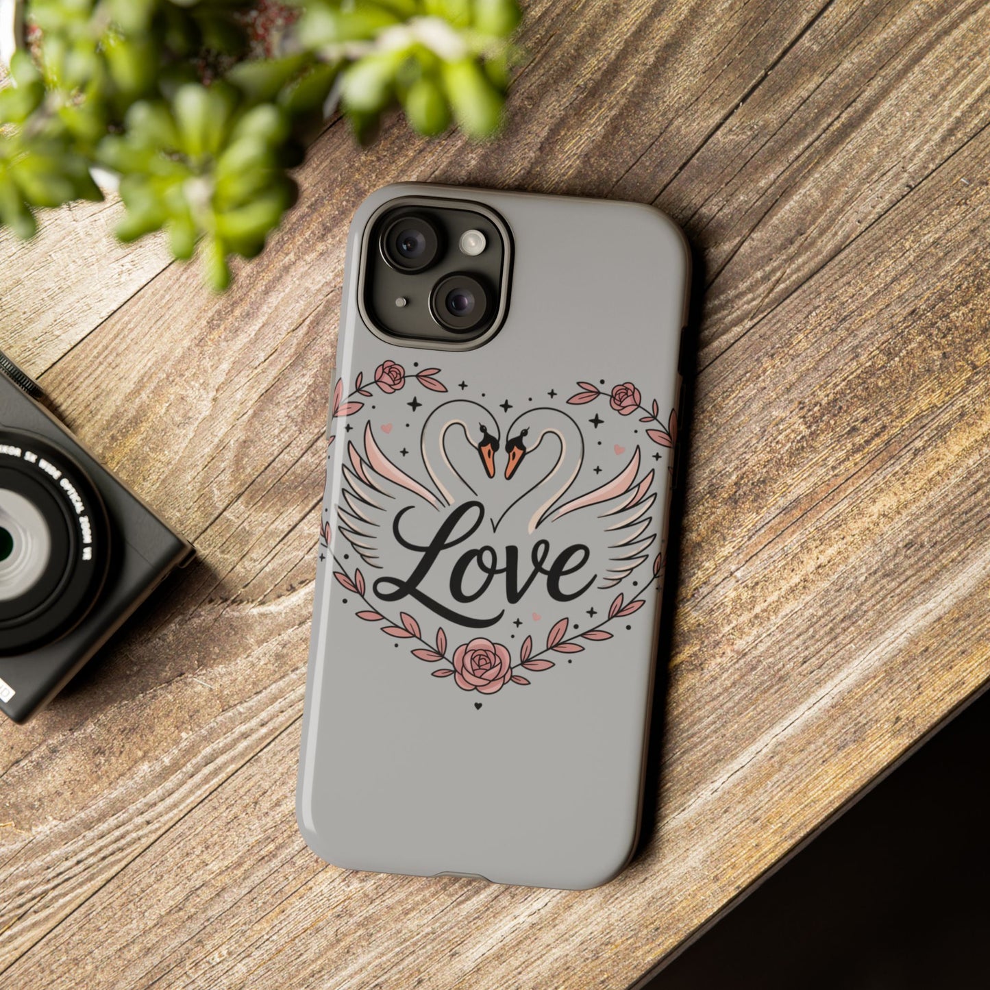 Phone Case — Swans Heart Love Floral Protective Tough Case