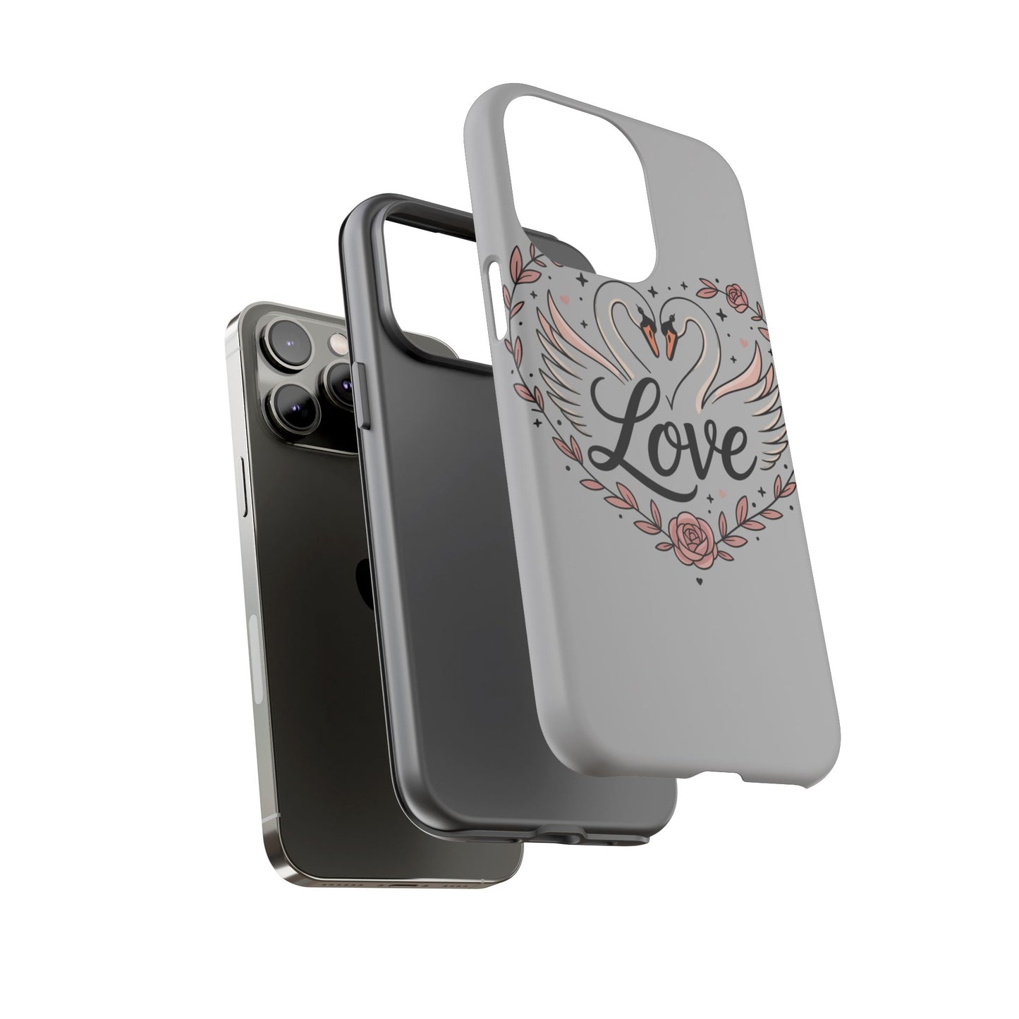 Phone Case — Swans Heart Love Floral Protective Tough Case