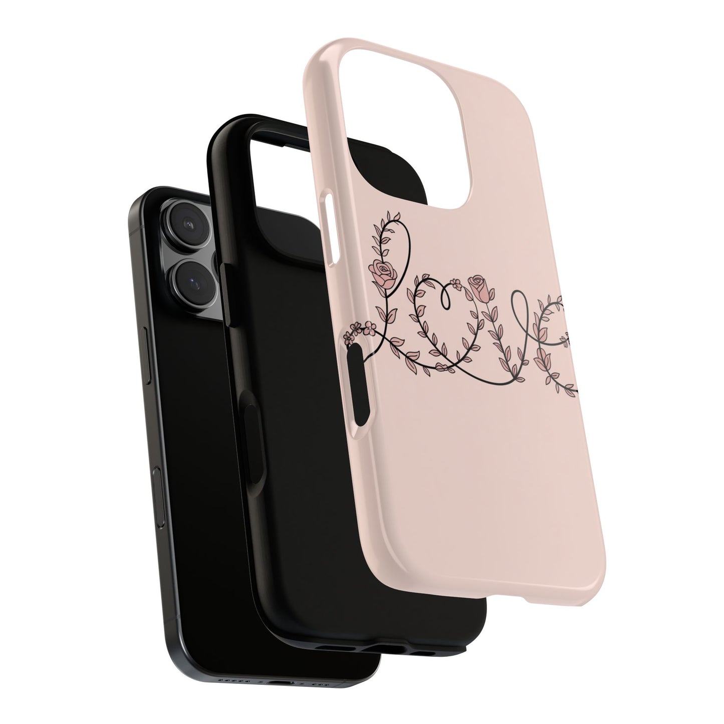 Floral 'Love' Tough Phone Case — Pink Botanical Protective Cover