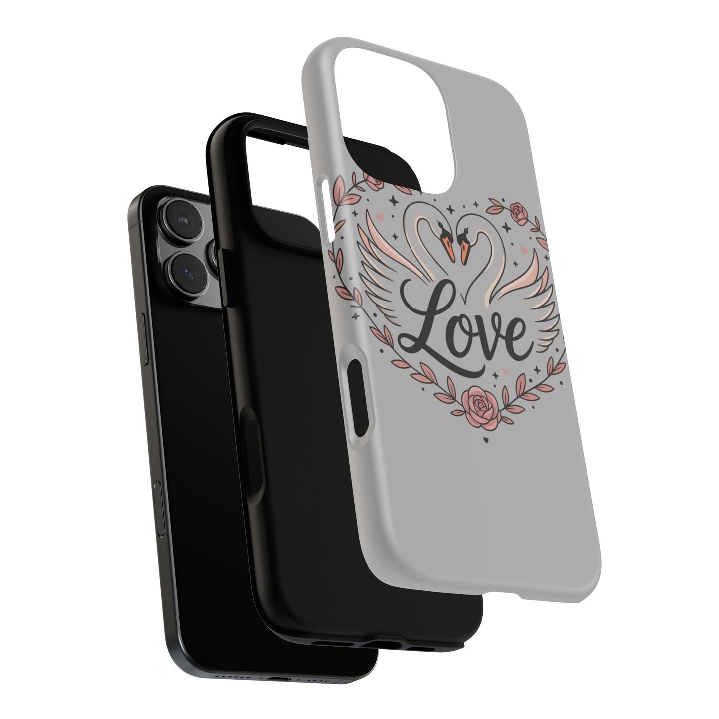 Phone Case — Swans Heart Love Floral Protective Tough Case