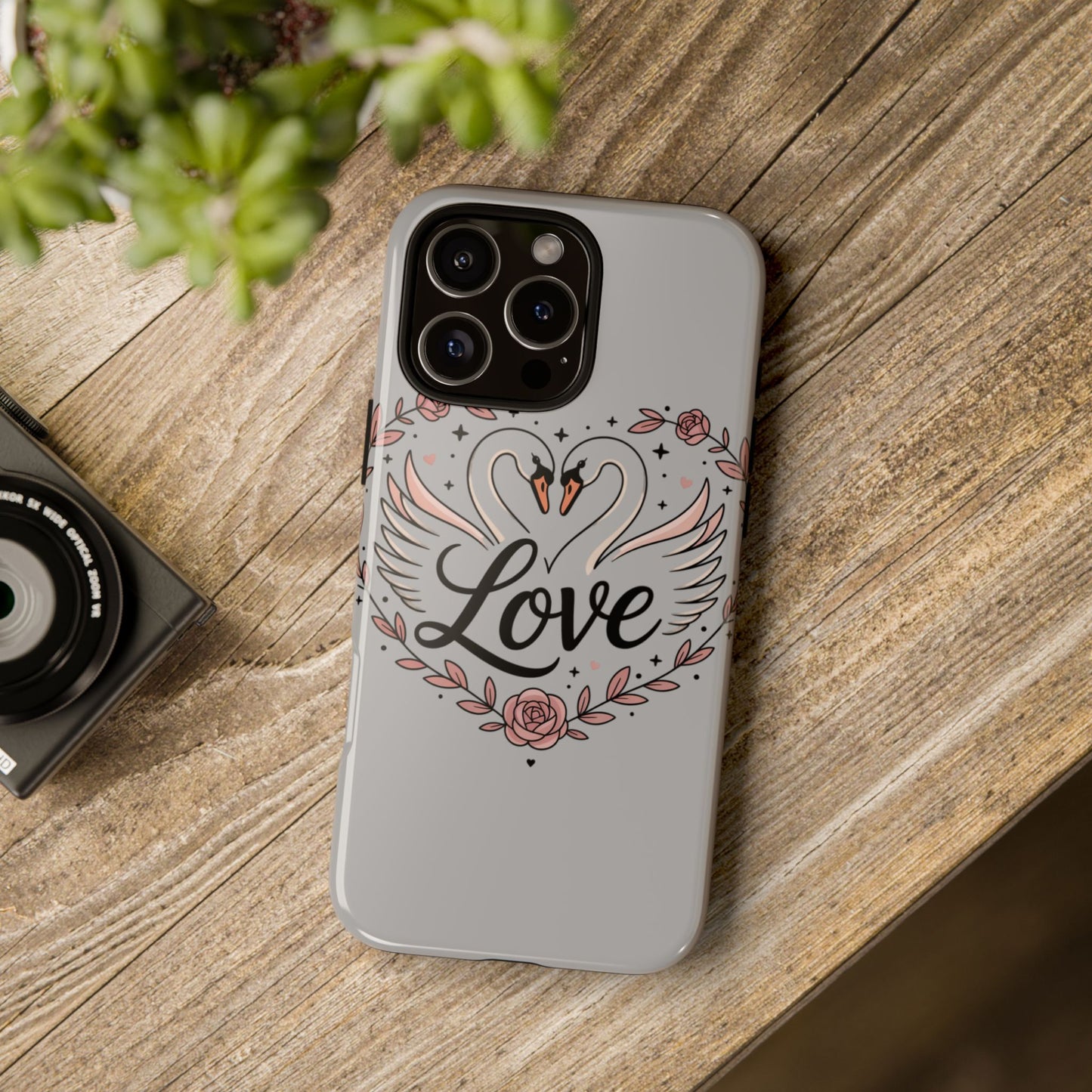 Phone Case — Swans Heart Love Floral Protective Tough Case