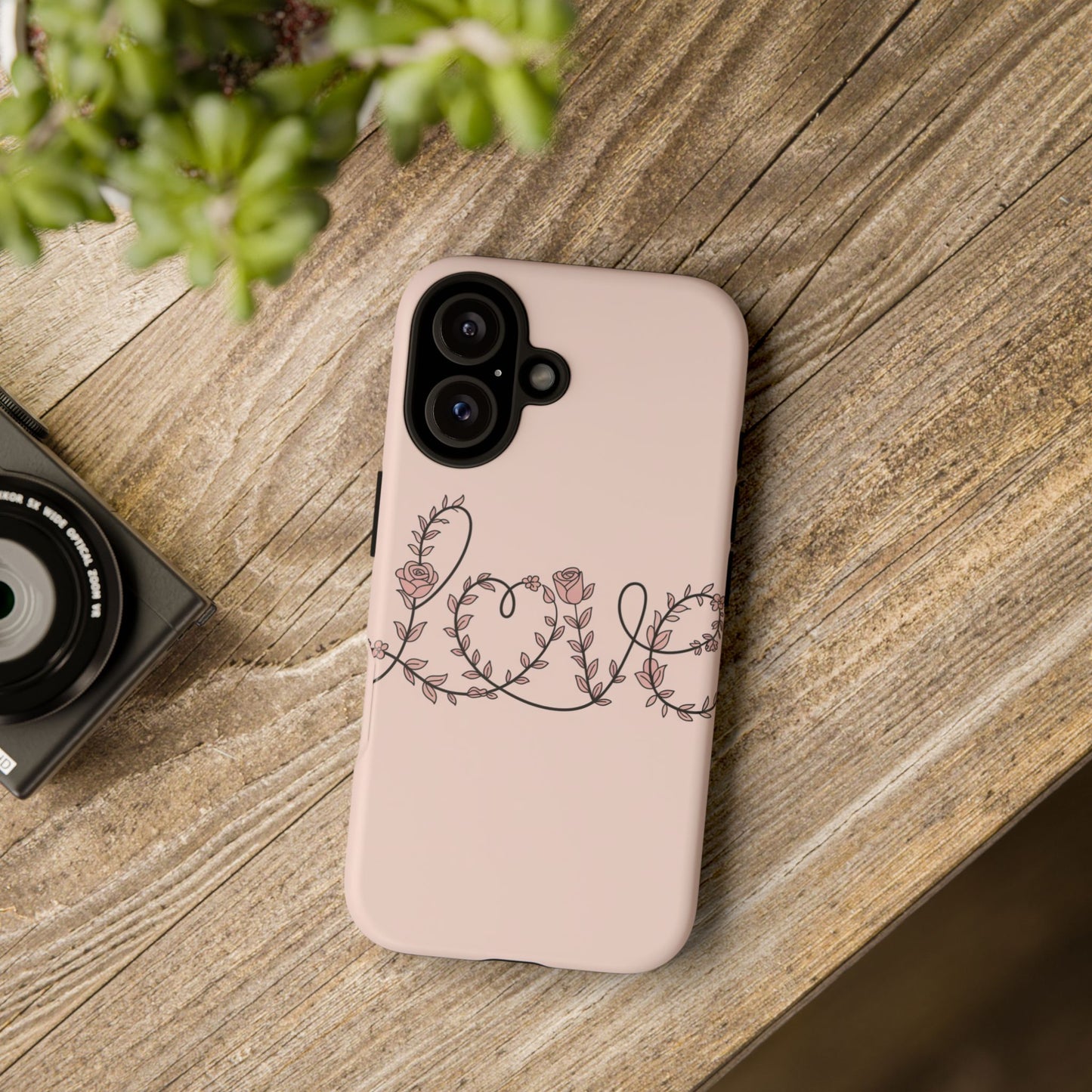Floral 'Love' Tough Phone Case — Pink Botanical Protective Cover