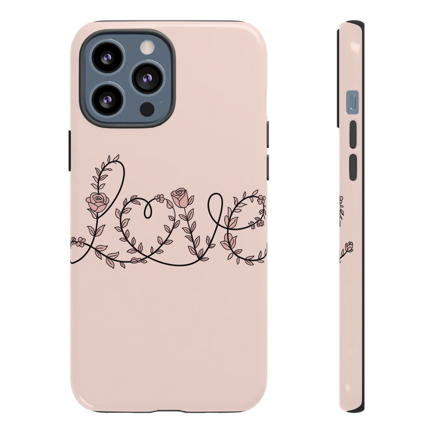 Floral 'Love' Tough Phone Case — Pink Botanical Protective Cover