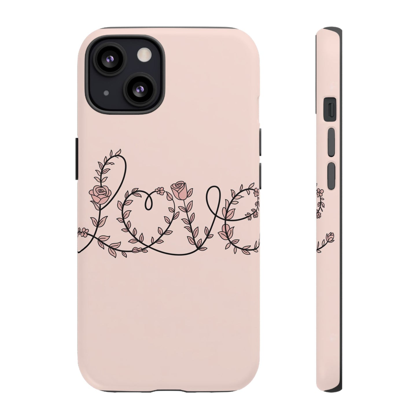 Floral 'Love' Tough Phone Case — Pink Botanical Protective Cover