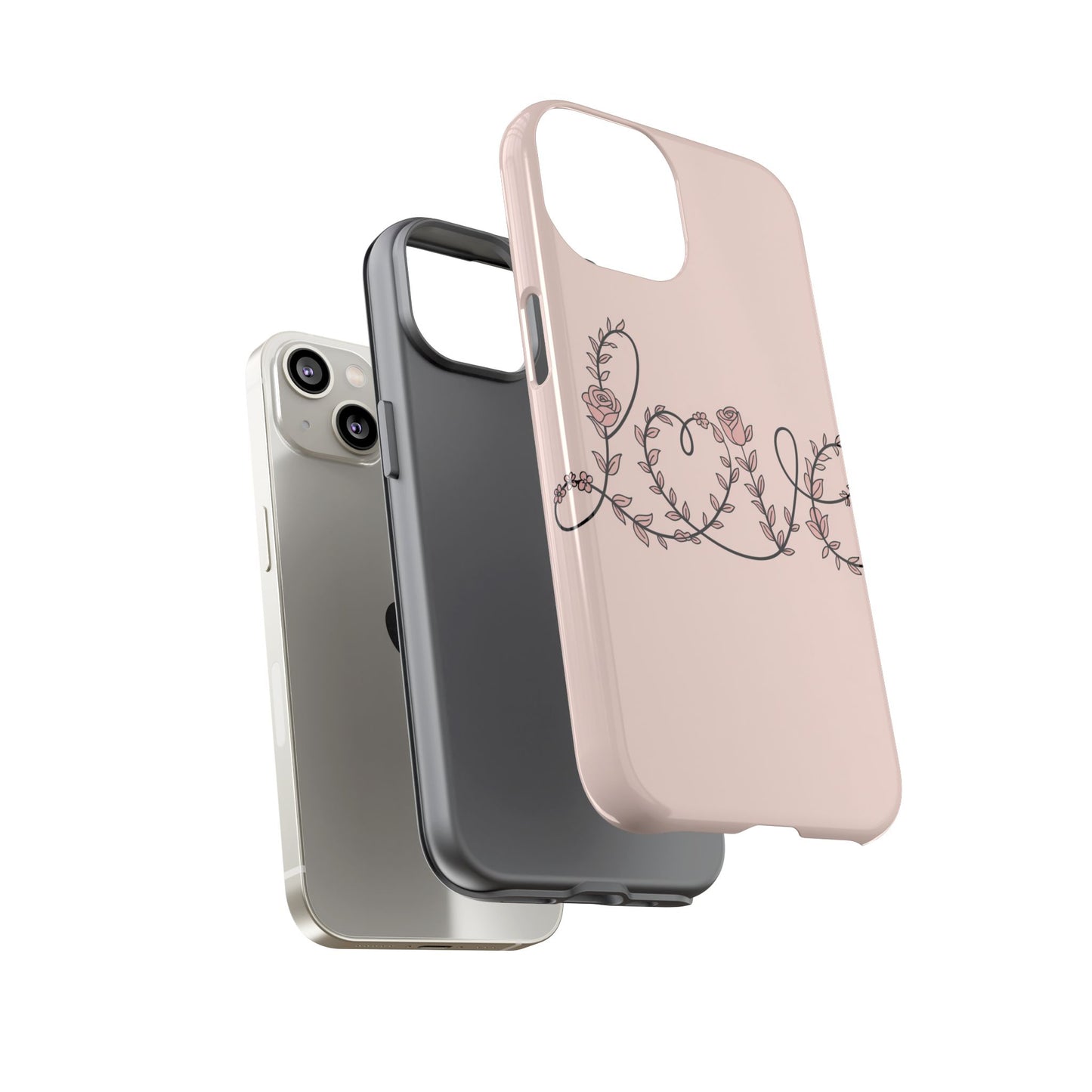 Floral 'Love' Tough Phone Case — Pink Botanical Protective Cover