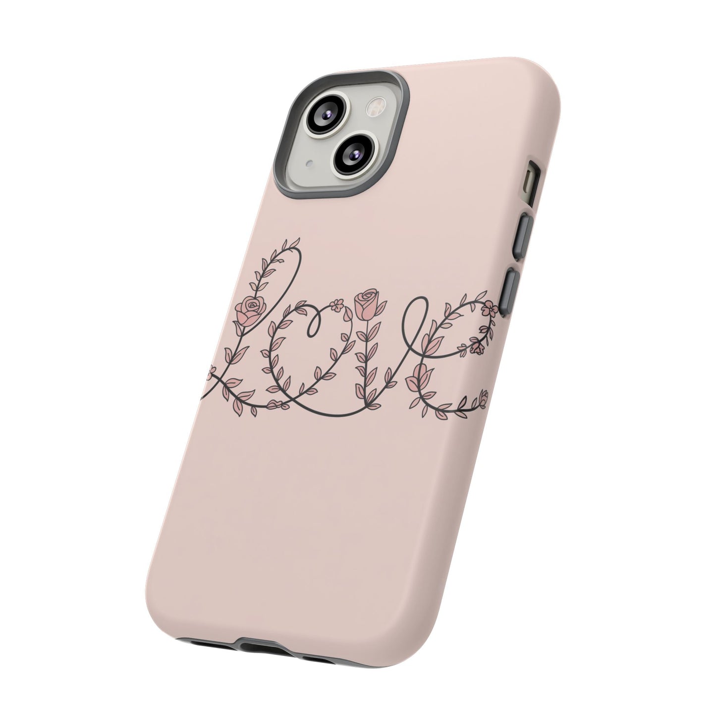Floral 'Love' Tough Phone Case — Pink Botanical Protective Cover
