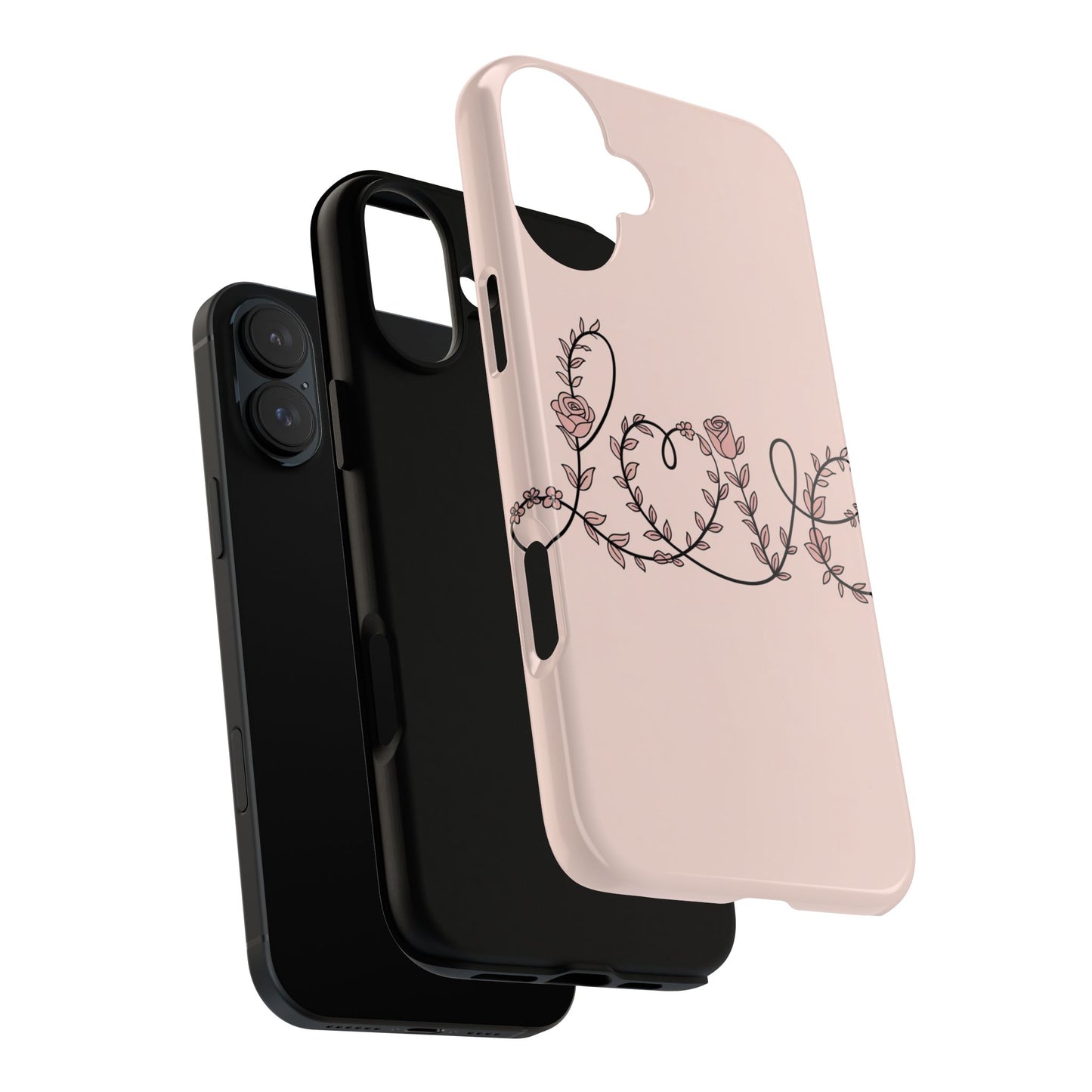 Floral 'Love' Tough Phone Case — Pink Botanical Protective Cover