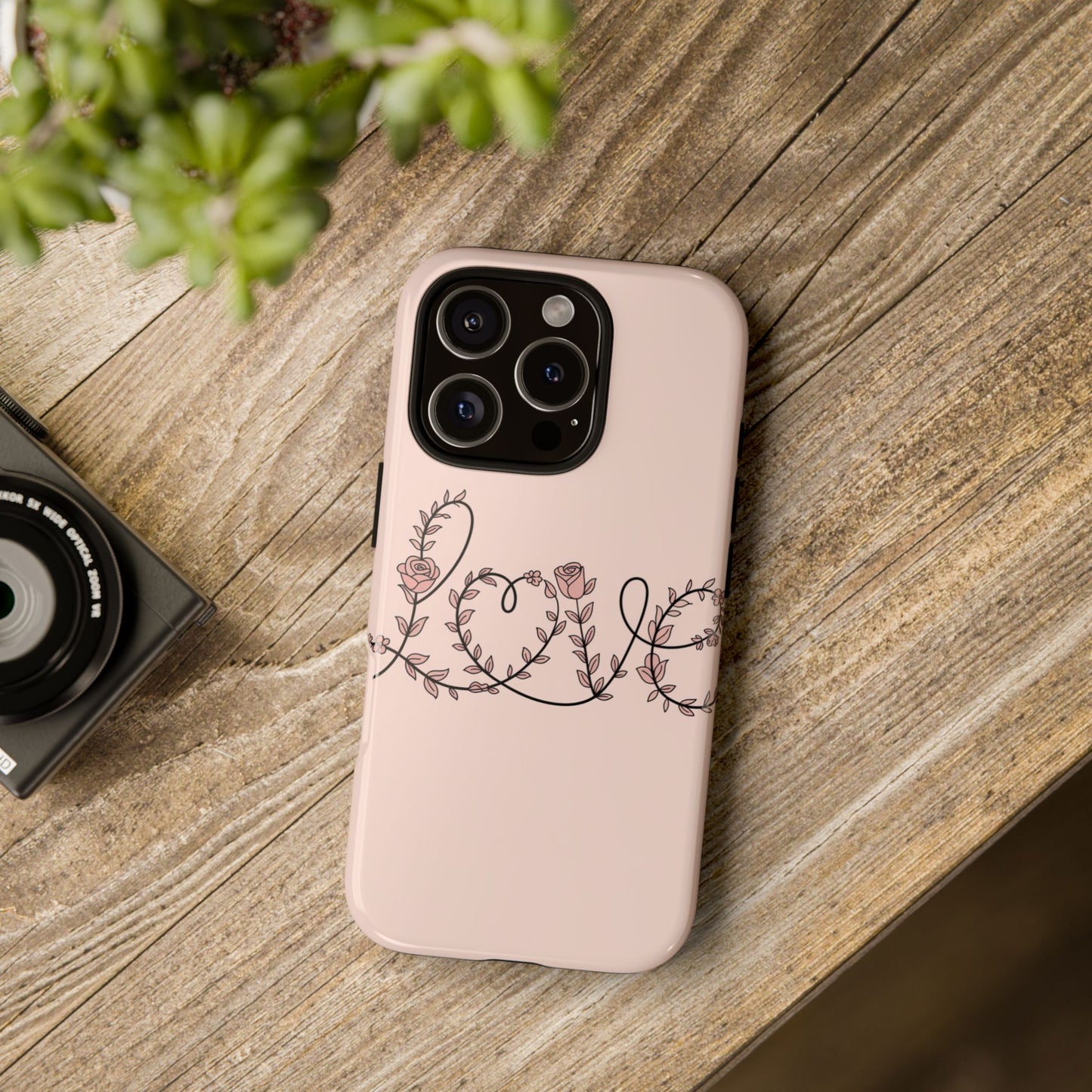 Floral 'Love' Tough Phone Case — Pink Botanical Protective Cover