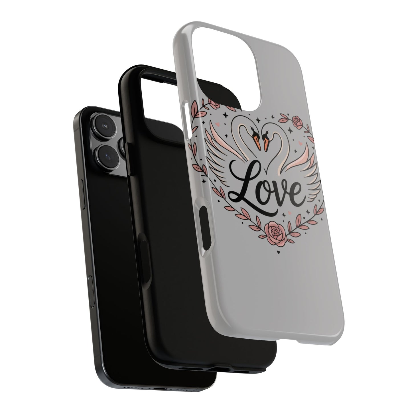 Phone Case — Swans Heart Love Floral Protective Tough Case