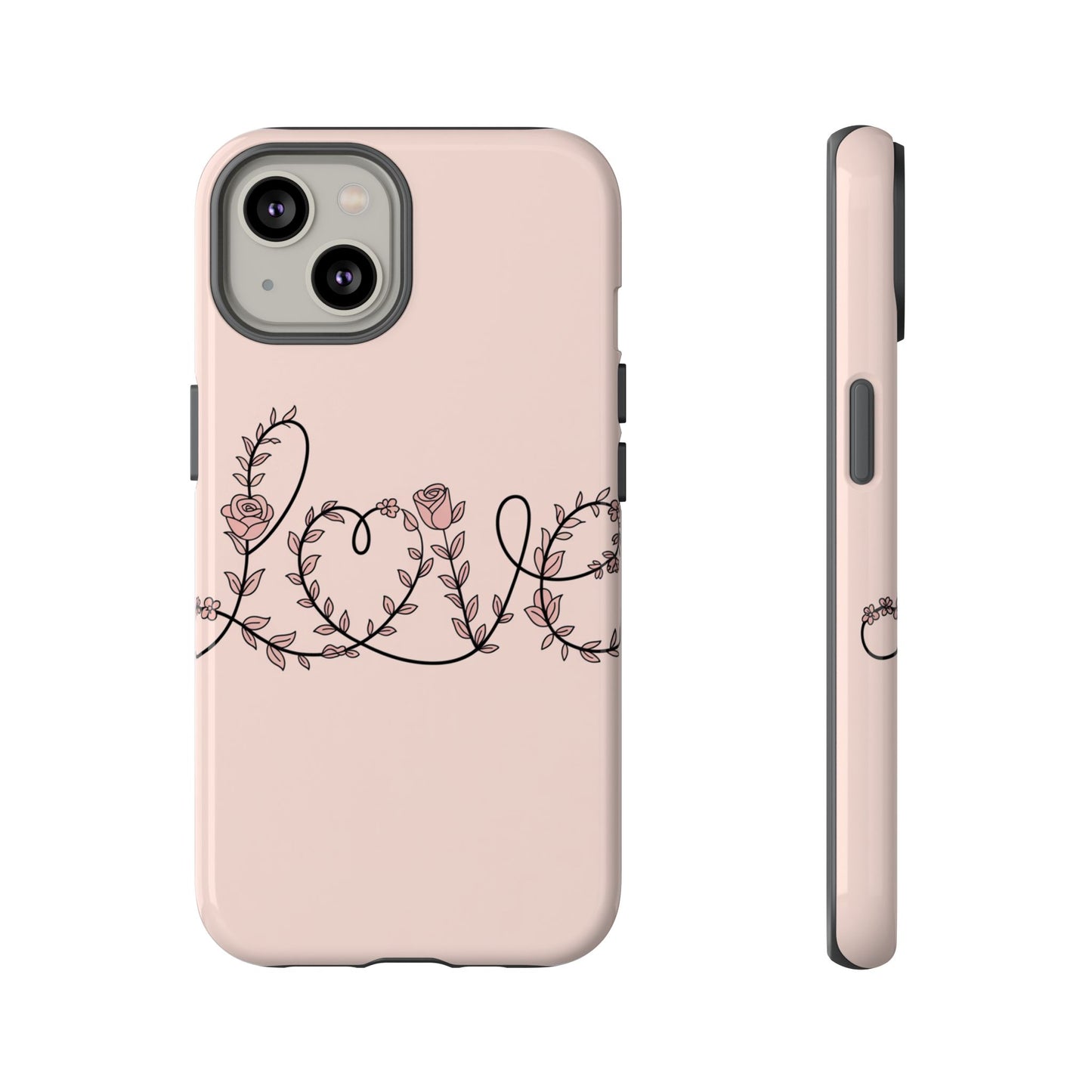 Floral 'Love' Tough Phone Case — Pink Botanical Protective Cover