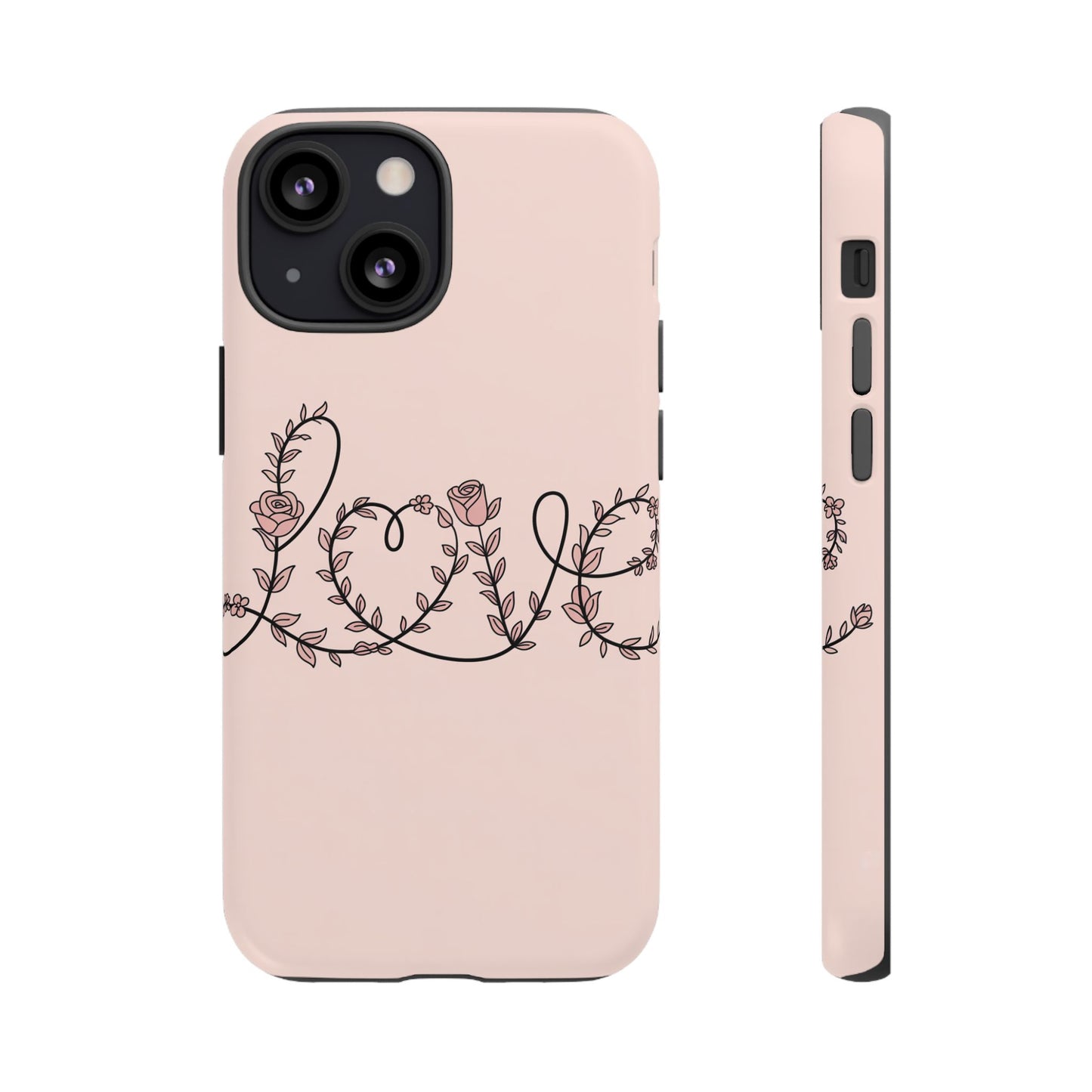 Floral 'Love' Tough Phone Case — Pink Botanical Protective Cover