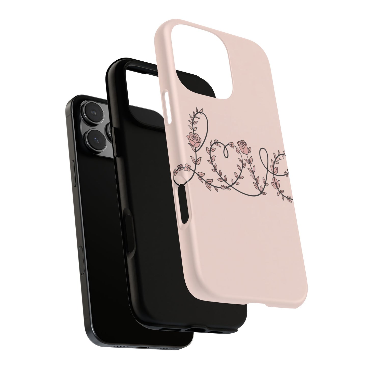 Floral 'Love' Tough Phone Case — Pink Botanical Protective Cover