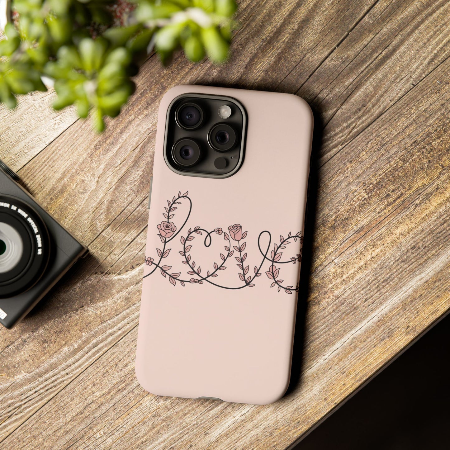 Floral 'Love' Tough Phone Case — Pink Botanical Protective Cover