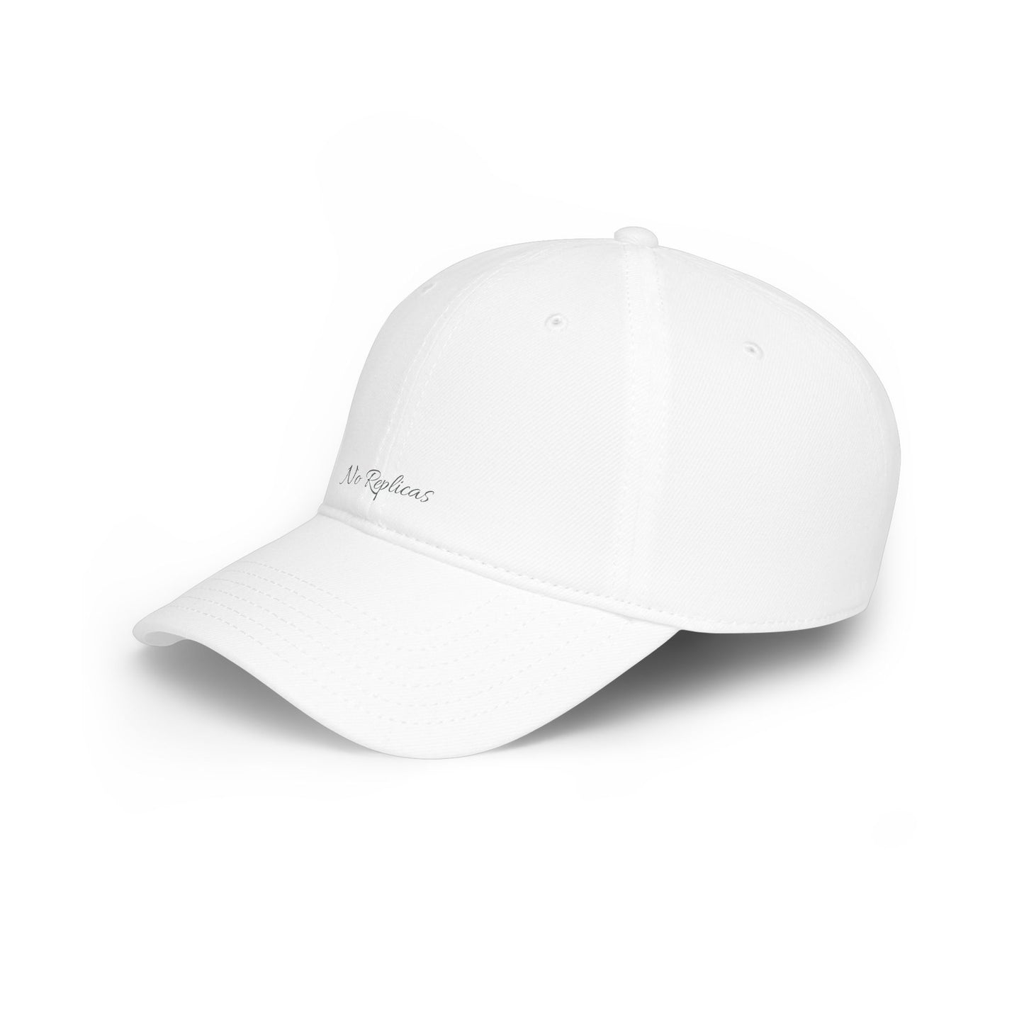 Low Profile Baseball Cap — Minimal 'No Replicas' Embroidered Hat