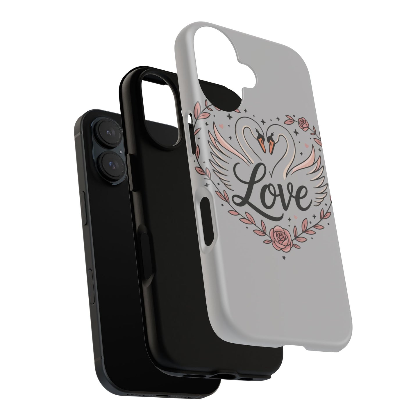 Phone Case — Swans Heart Love Floral Protective Tough Case