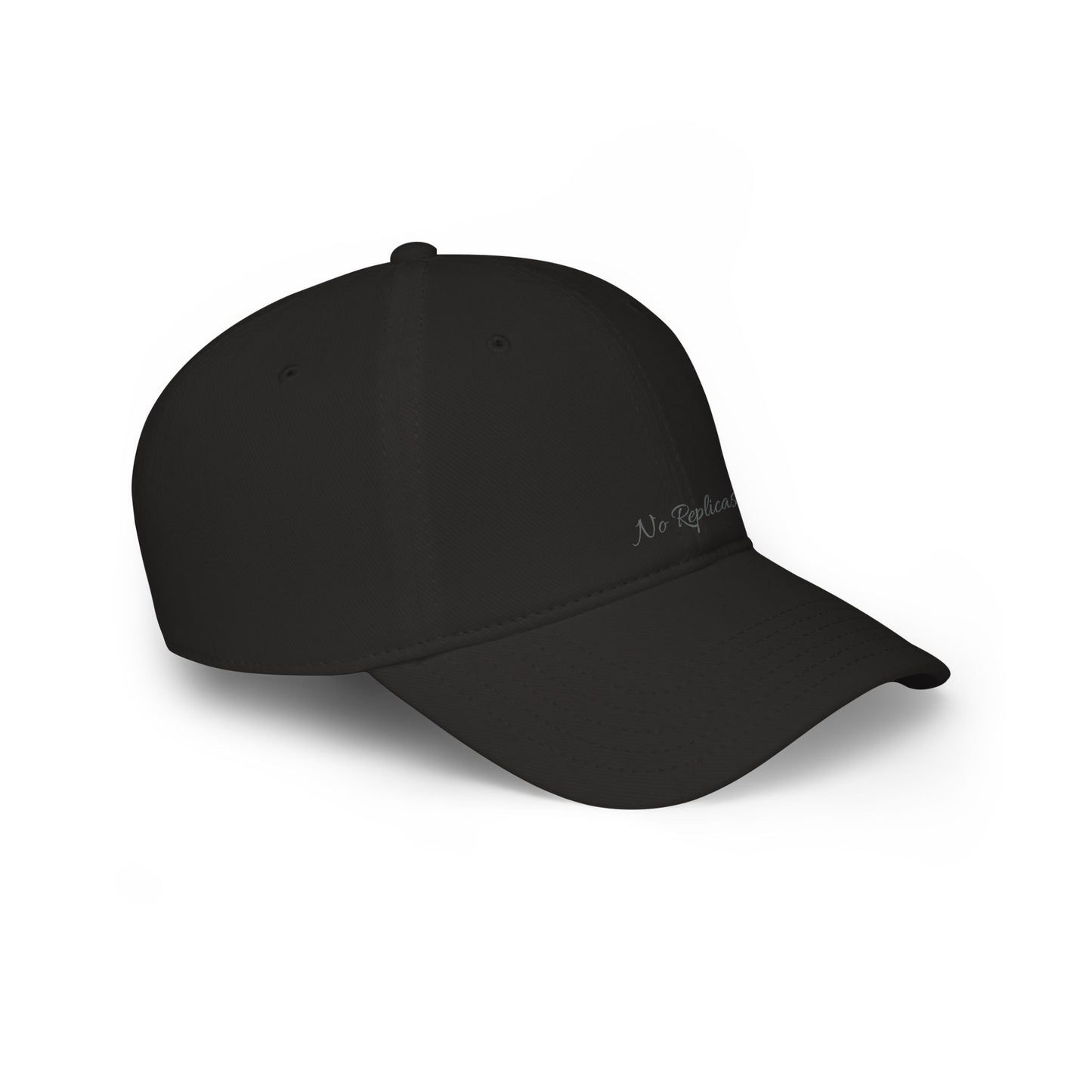 Low Profile Baseball Cap — Minimal 'No Replicas' Embroidered Hat