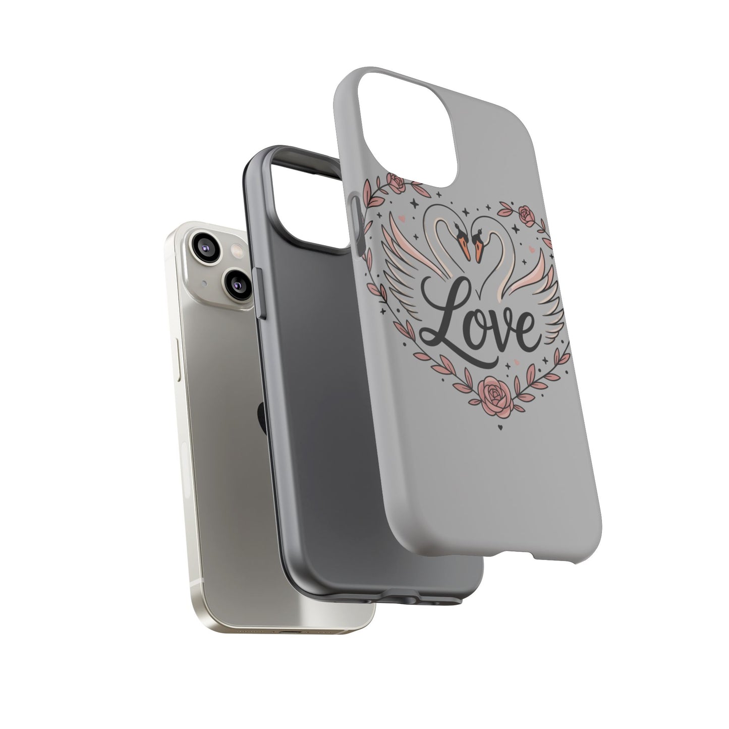 Phone Case — Swans Heart Love Floral Protective Tough Case