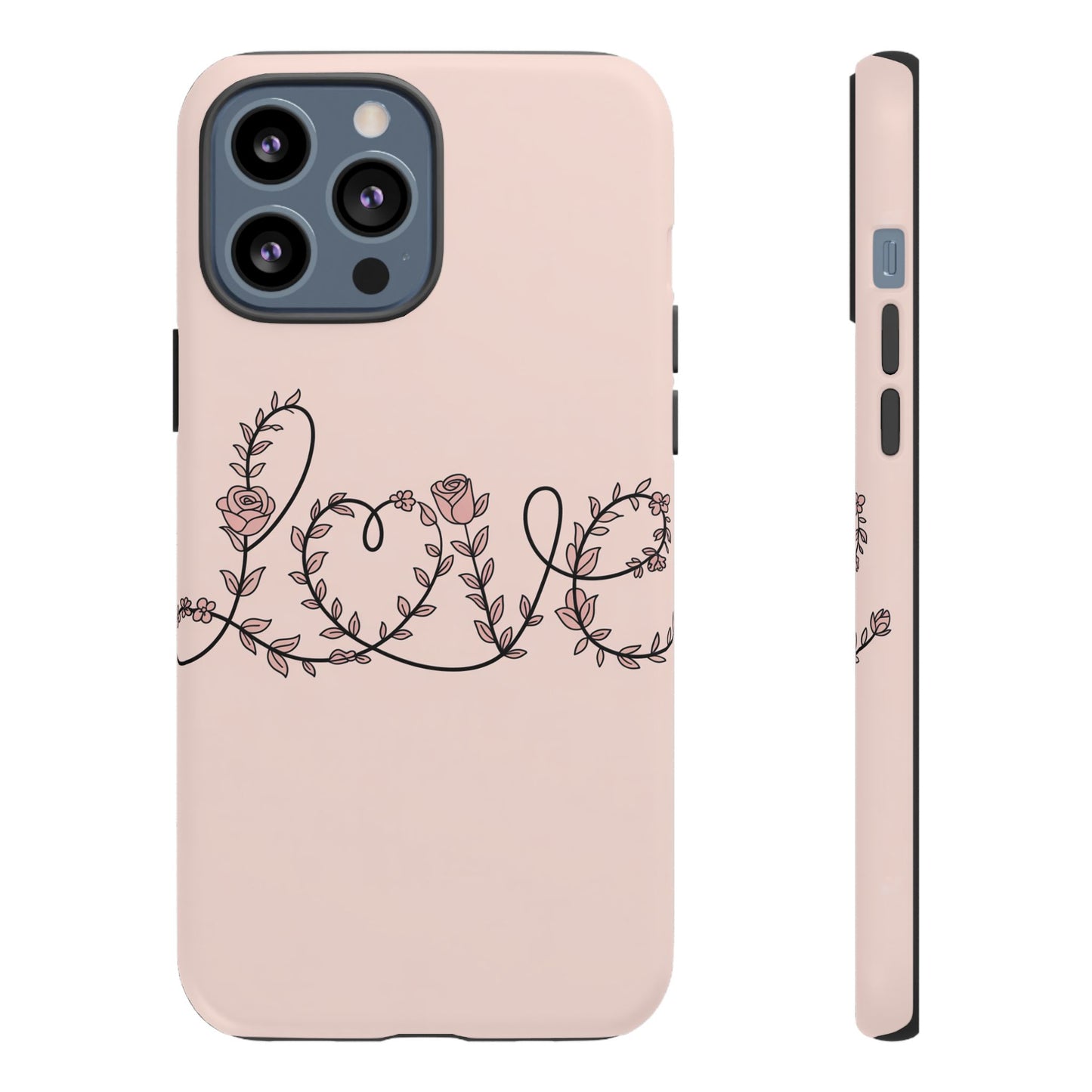 Floral 'Love' Tough Phone Case — Pink Botanical Protective Cover