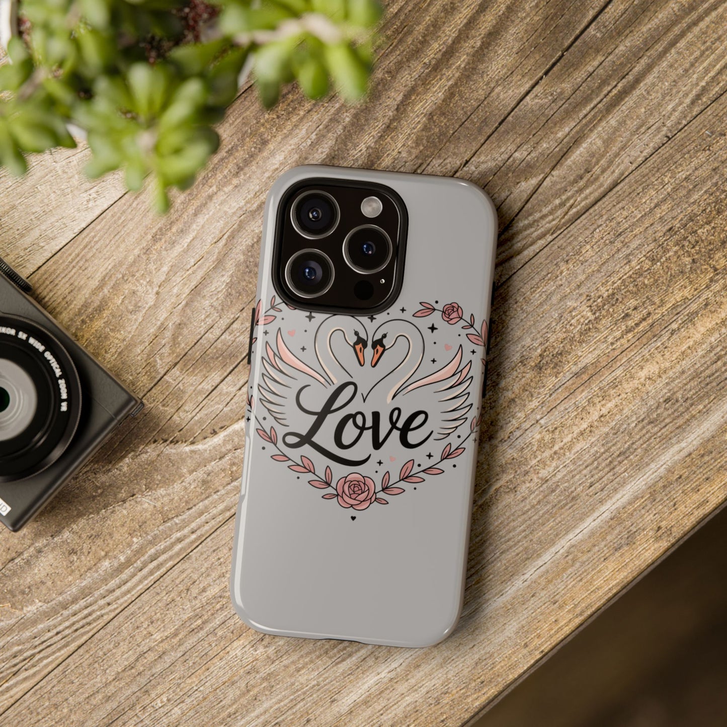 Phone Case — Swans Heart Love Floral Protective Tough Case