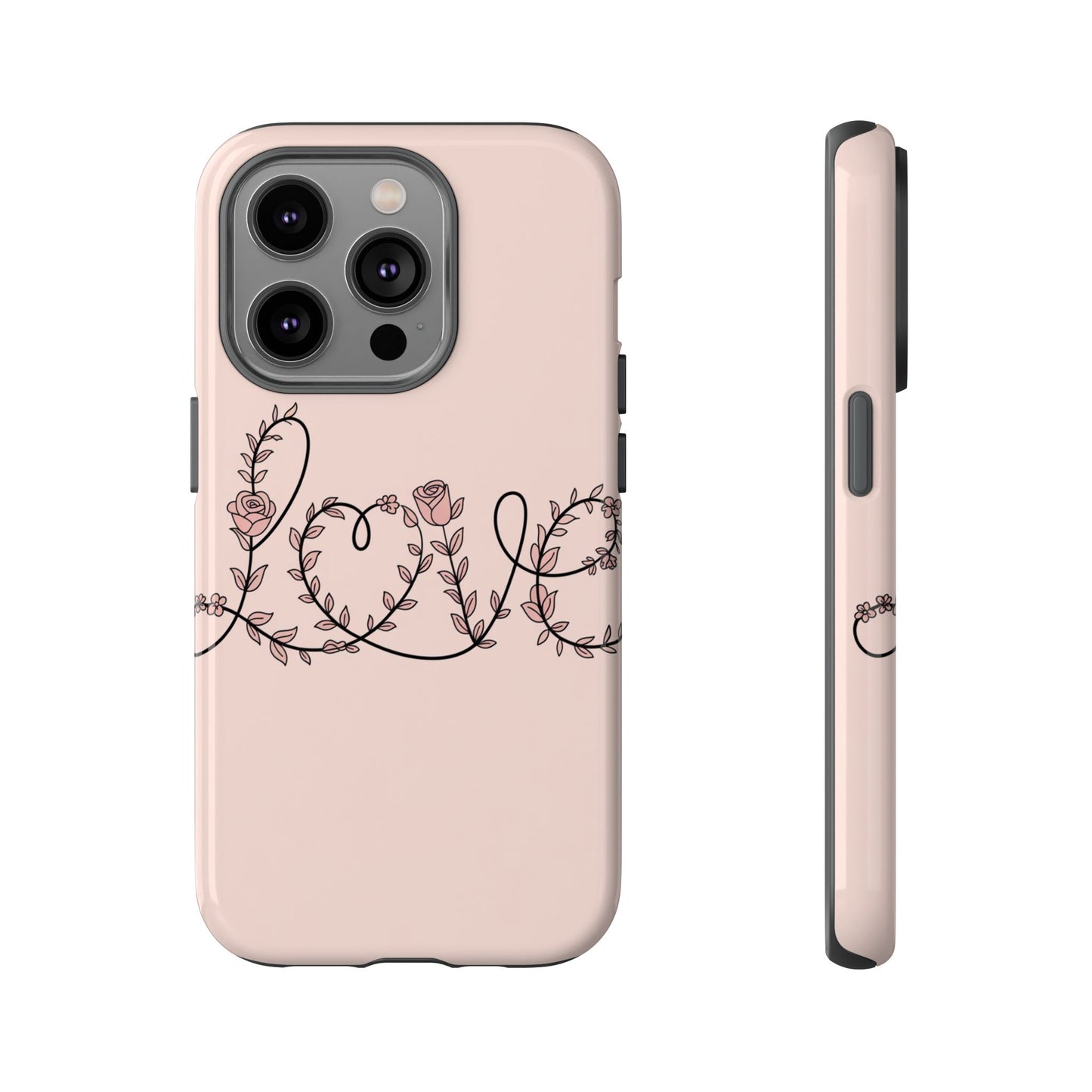 Floral 'Love' Tough Phone Case — Pink Botanical Protective Cover