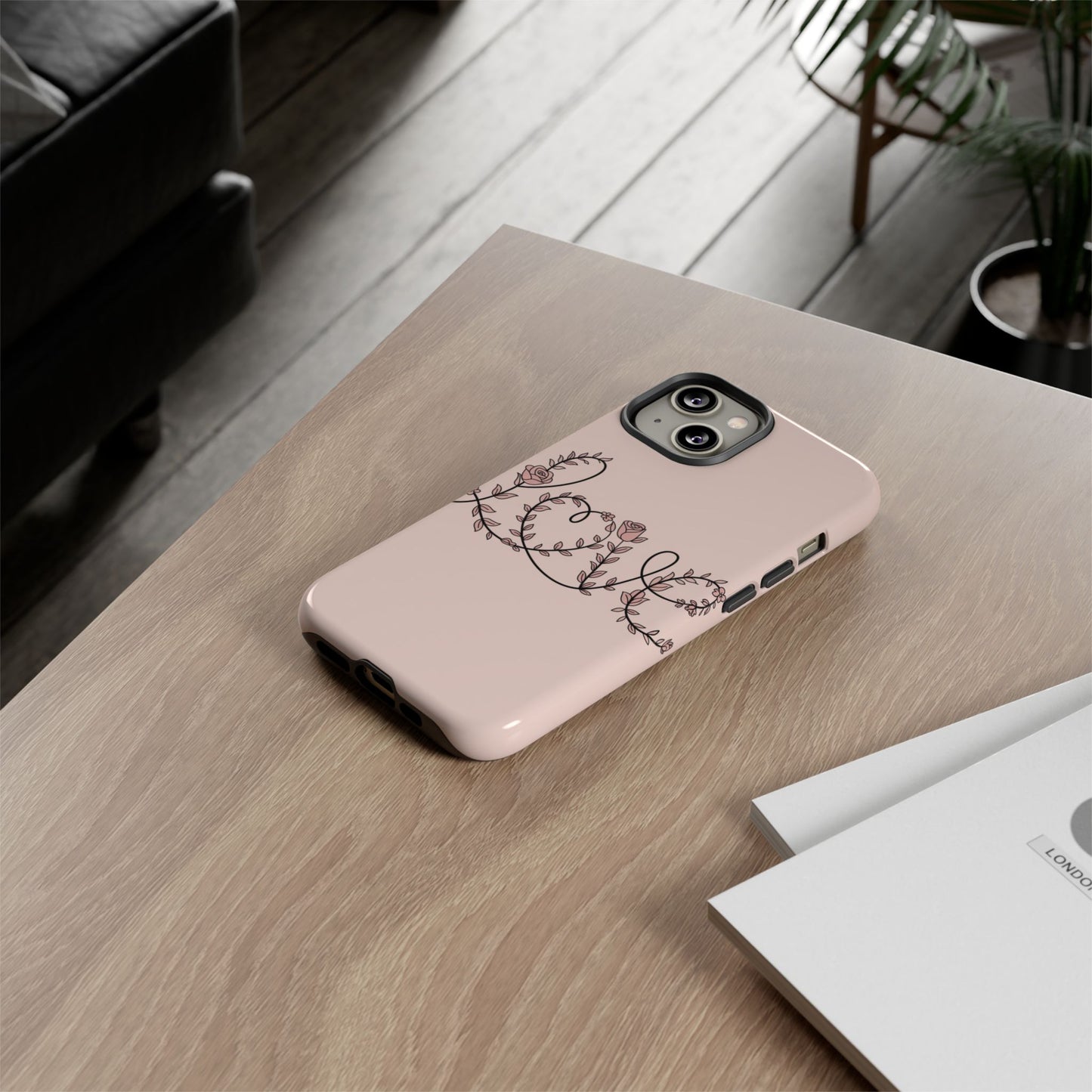 Floral 'Love' Tough Phone Case — Pink Botanical Protective Cover