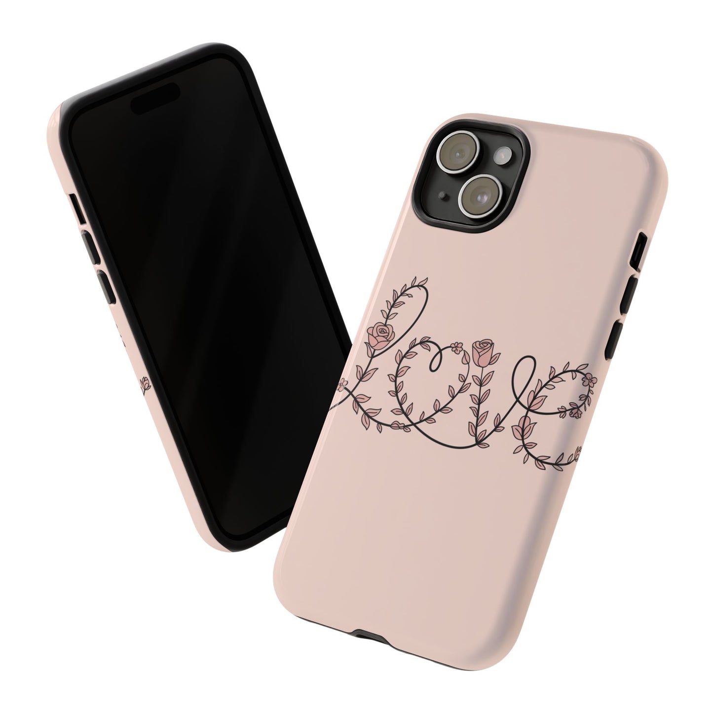 Floral 'Love' Tough Phone Case — Pink Botanical Protective Cover