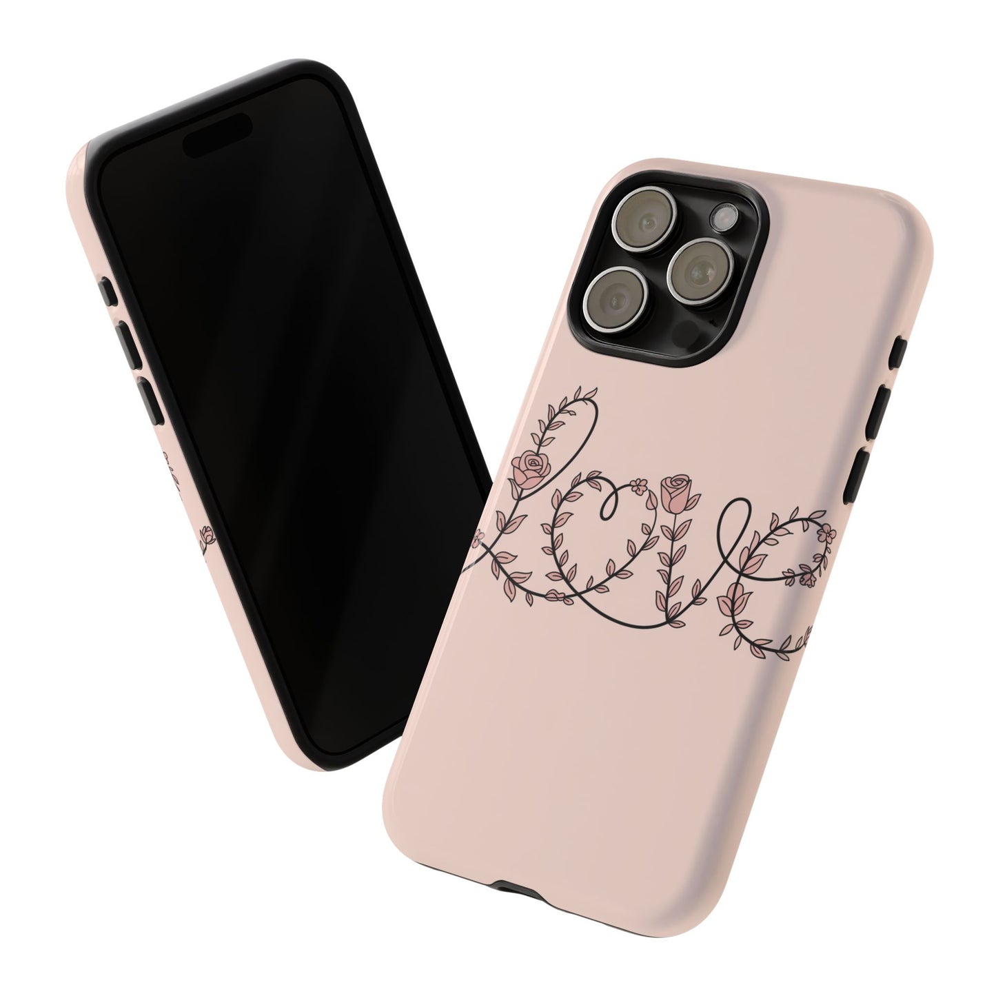 Floral 'Love' Tough Phone Case — Pink Botanical Protective Cover