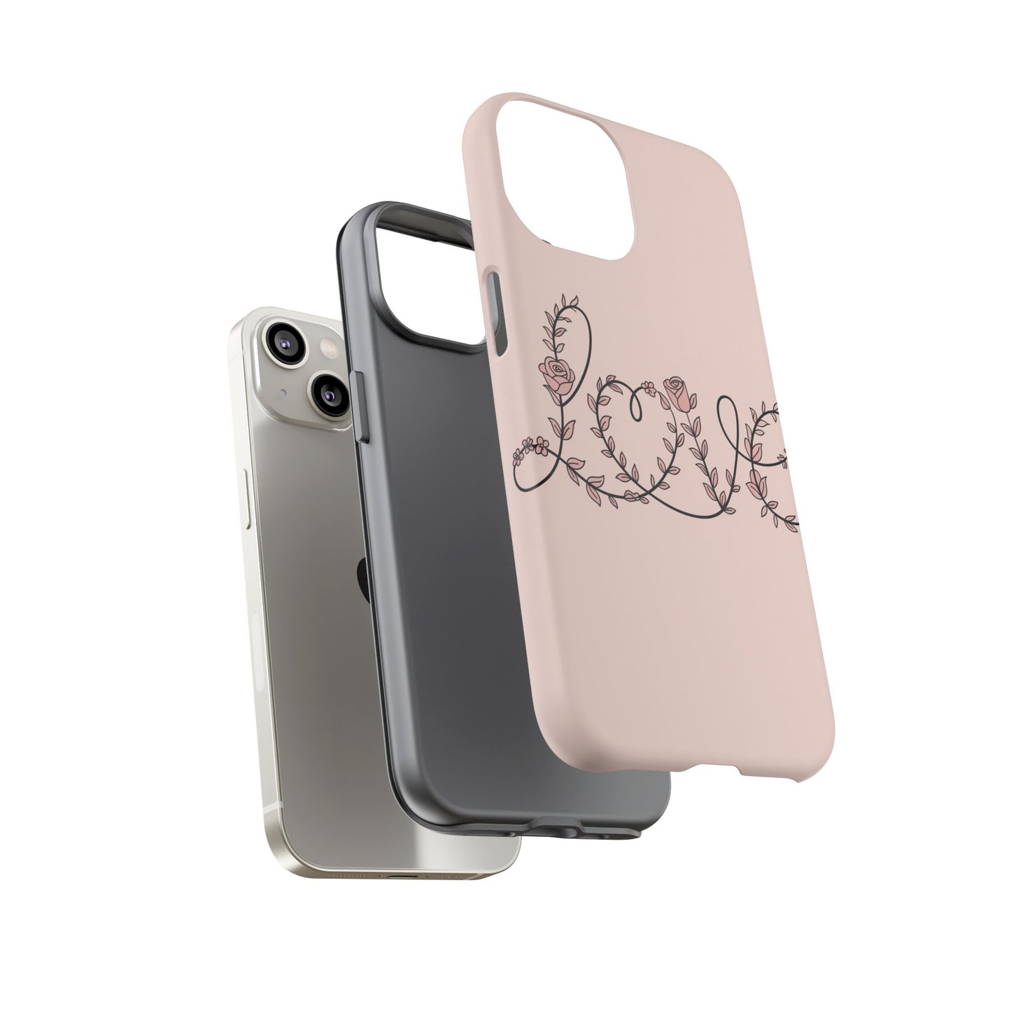 Floral 'Love' Tough Phone Case — Pink Botanical Protective Cover