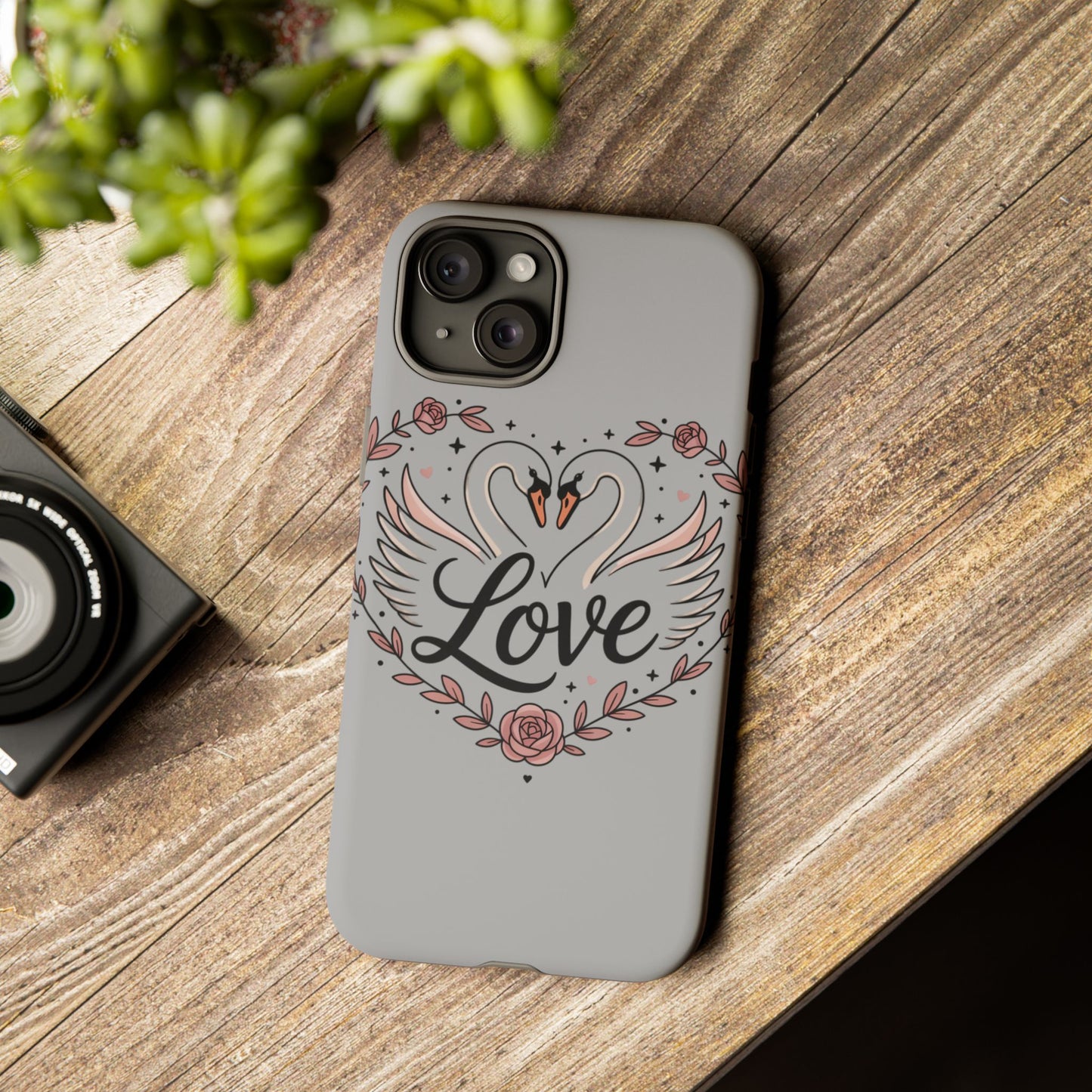 Phone Case — Swans Heart Love Floral Protective Tough Case