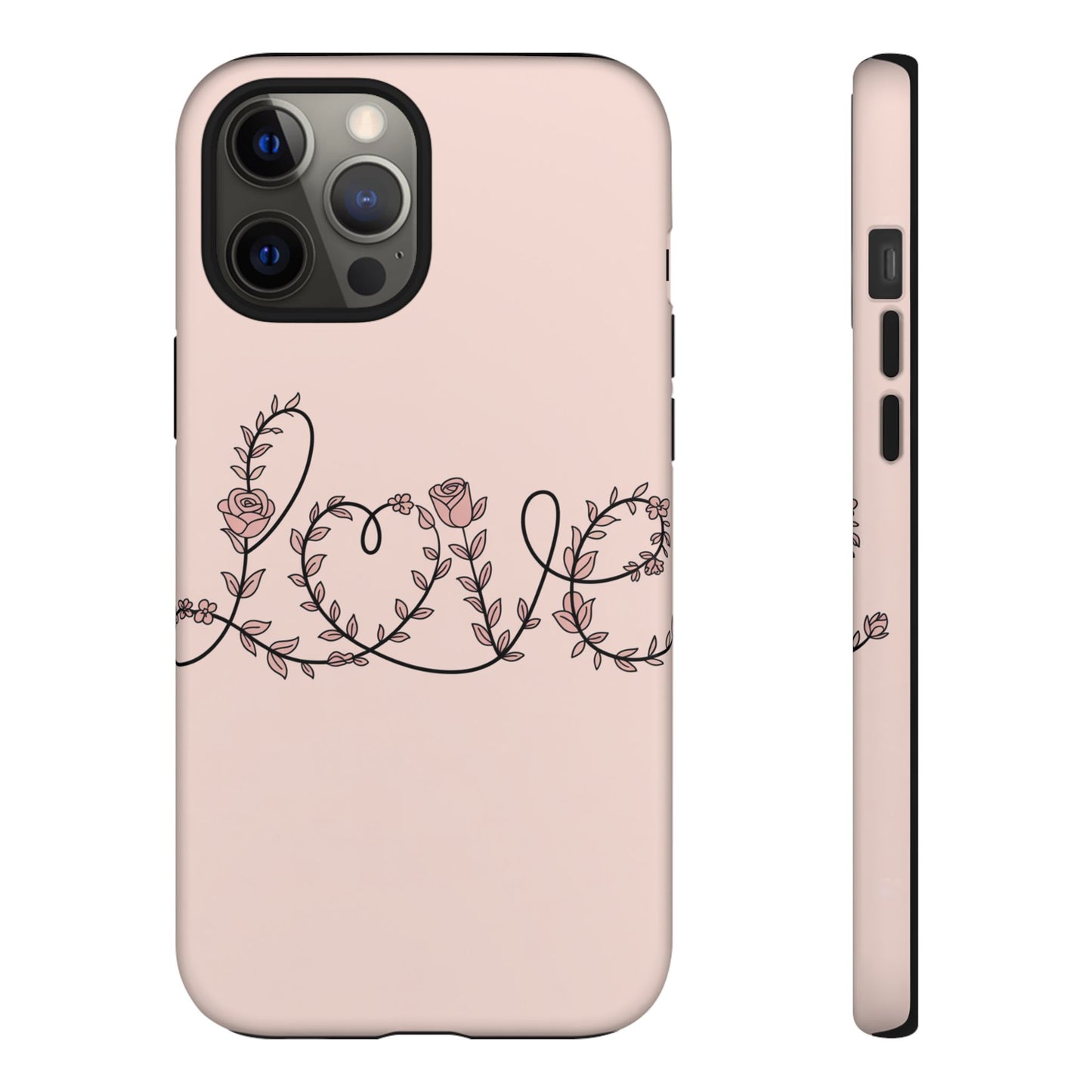 Floral 'Love' Tough Phone Case — Pink Botanical Protective Cover