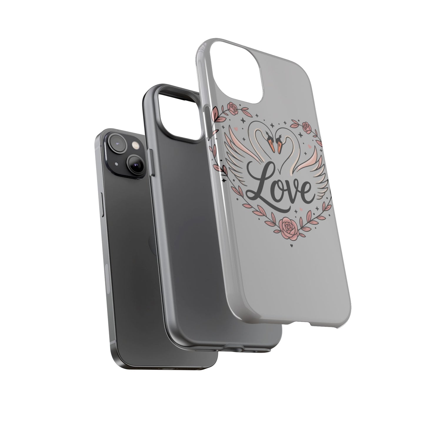 Phone Case — Swans Heart Love Floral Protective Tough Case