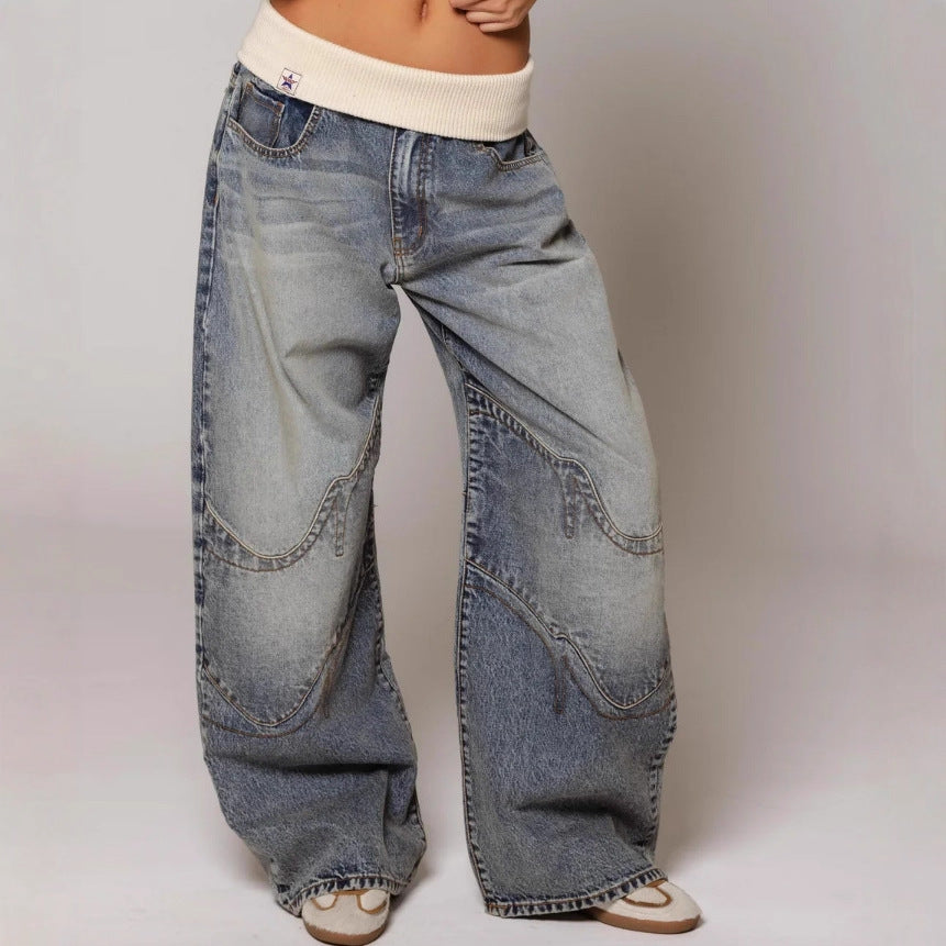 Loose-fitting Straight-leg Jeans With Pockets - Street-style Pants