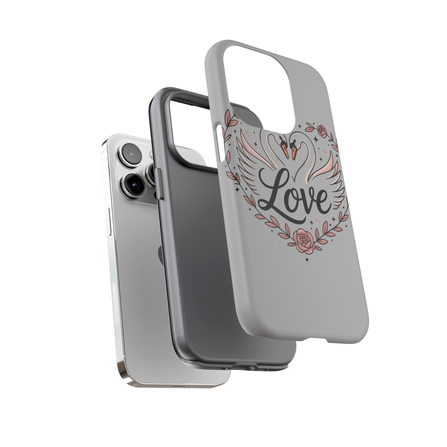 Phone Case — Swans Heart Love Floral Protective Tough Case