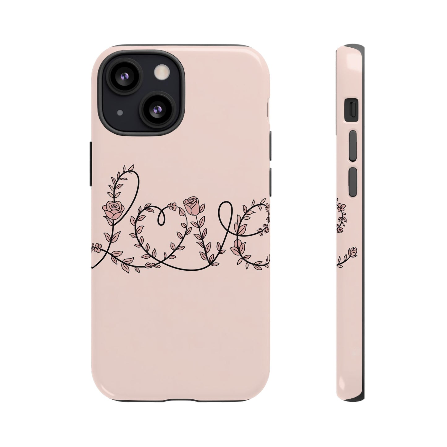 Floral 'Love' Tough Phone Case — Pink Botanical Protective Cover