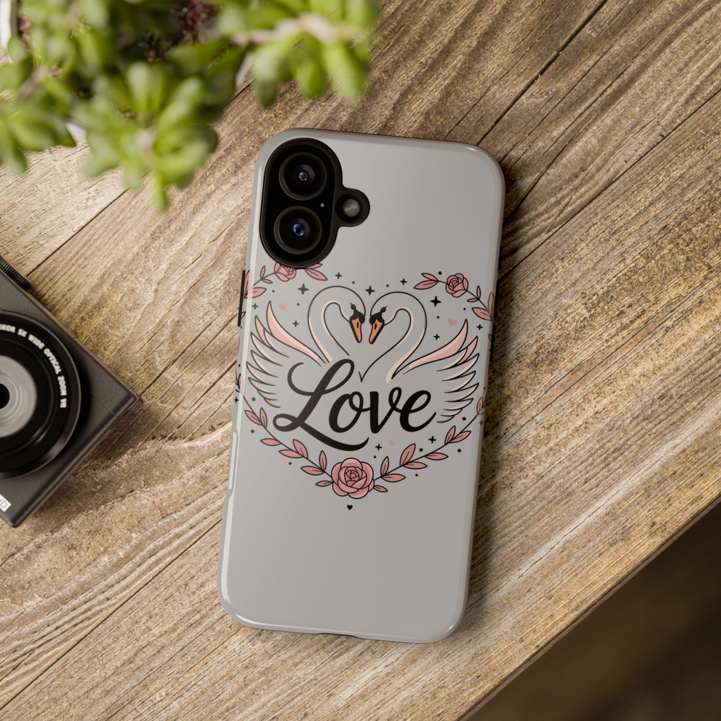 Phone Case — Swans Heart Love Floral Protective Tough Case