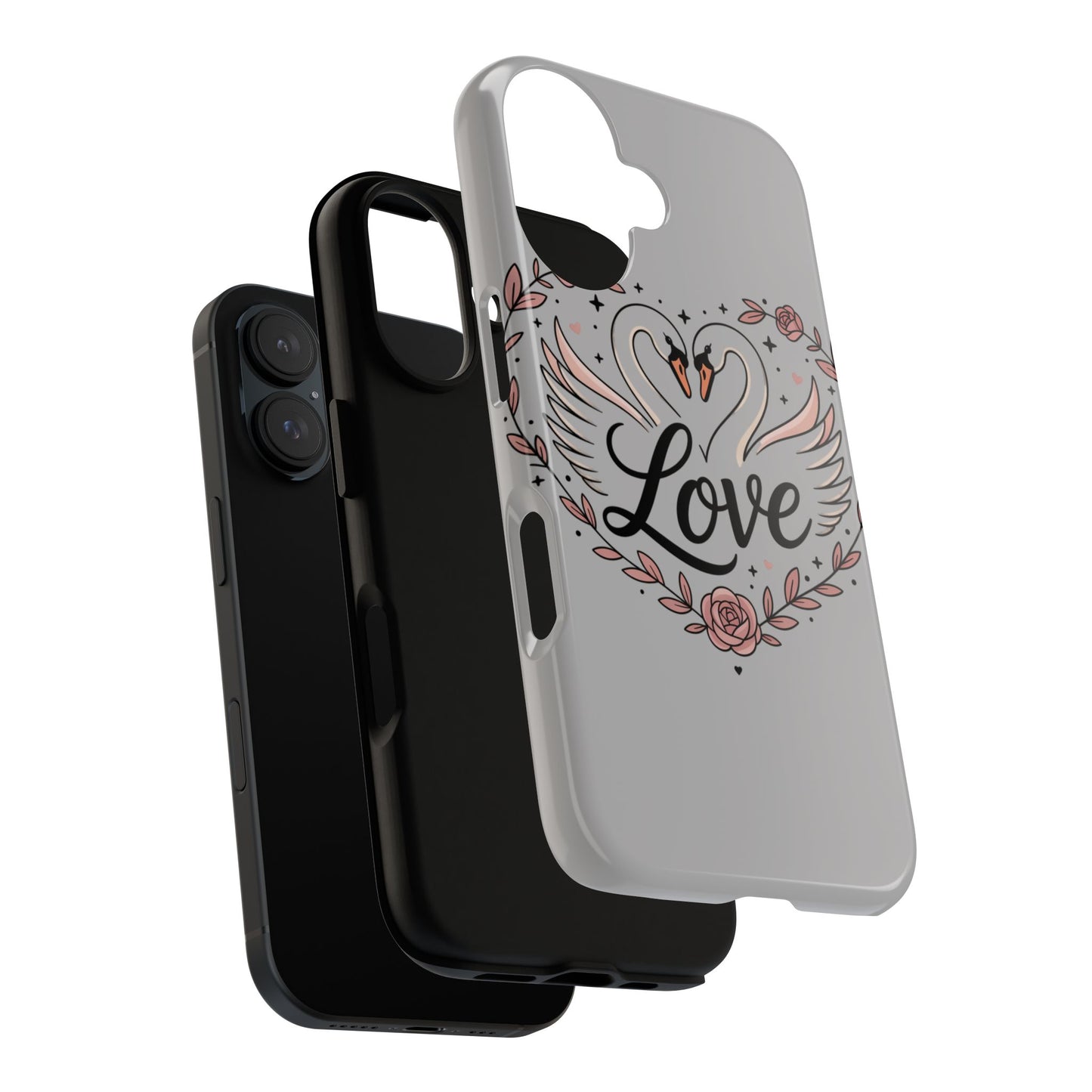 Phone Case — Swans Heart Love Floral Protective Tough Case