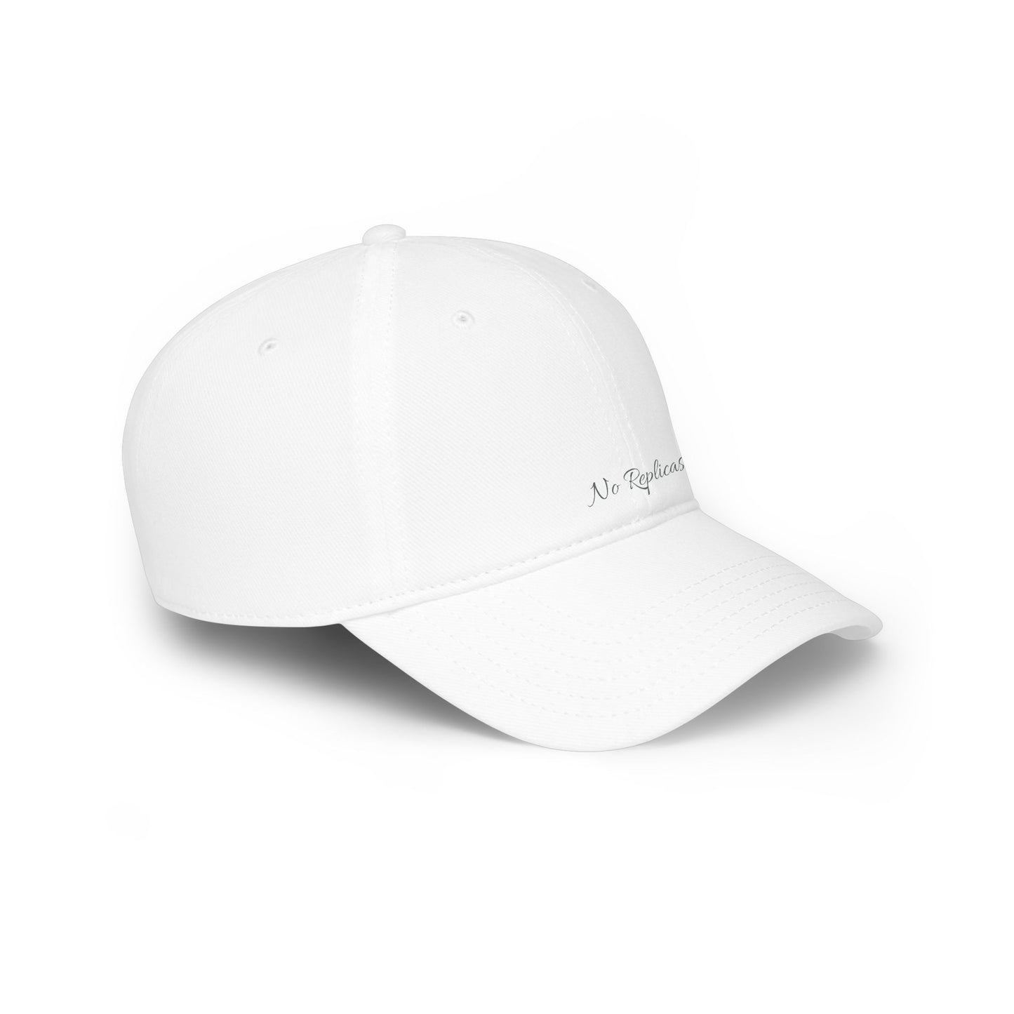 Low Profile Baseball Cap — Minimal 'No Replicas' Embroidered Hat
