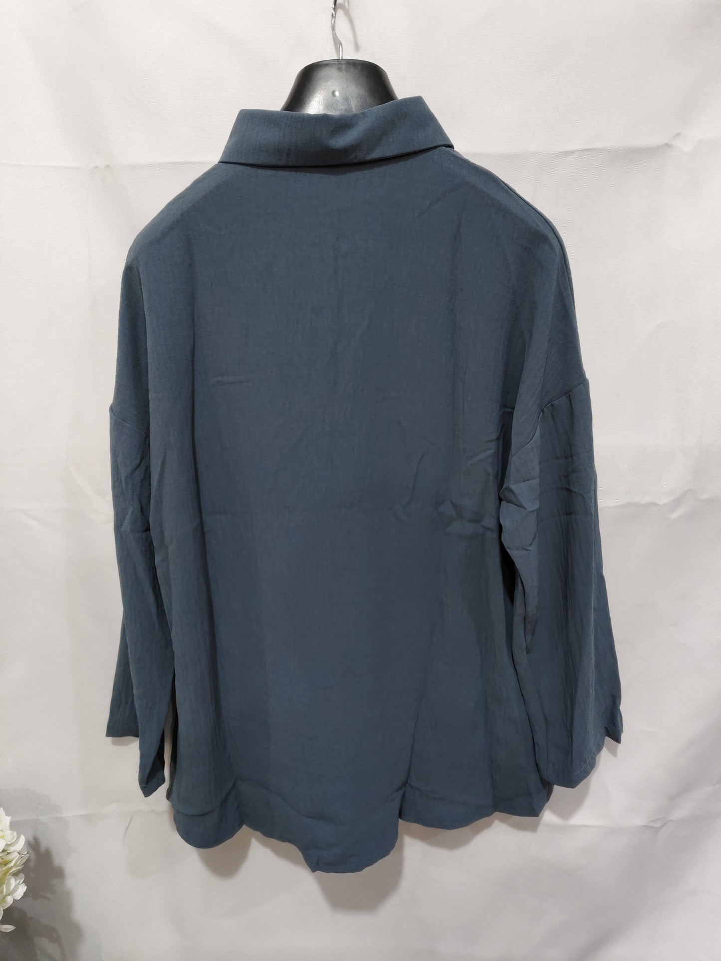 Lapel Long Sleeve Pleated Shirt