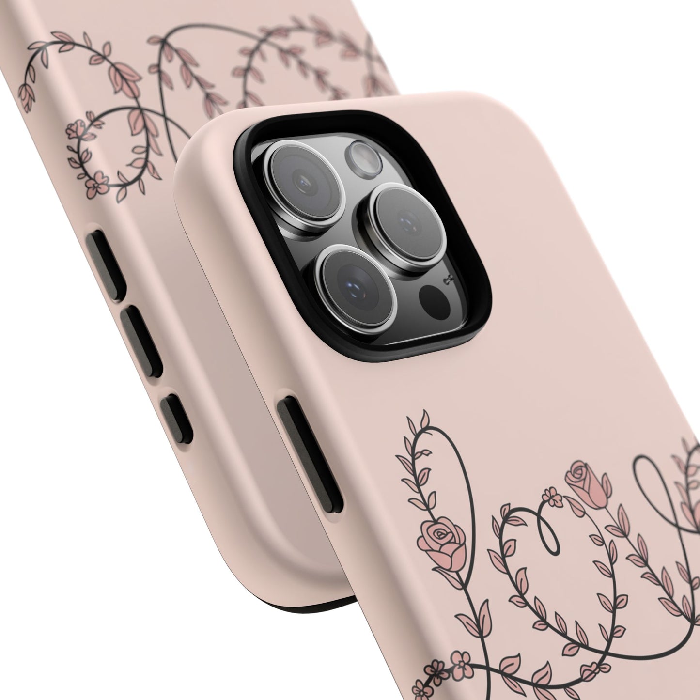 Floral 'Love' Tough Phone Case — Pink Botanical Protective Cover