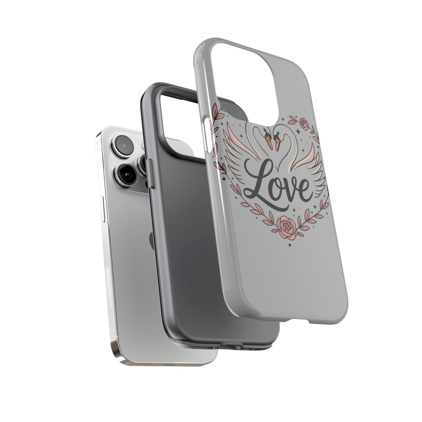 Phone Case — Swans Heart Love Floral Protective Tough Case